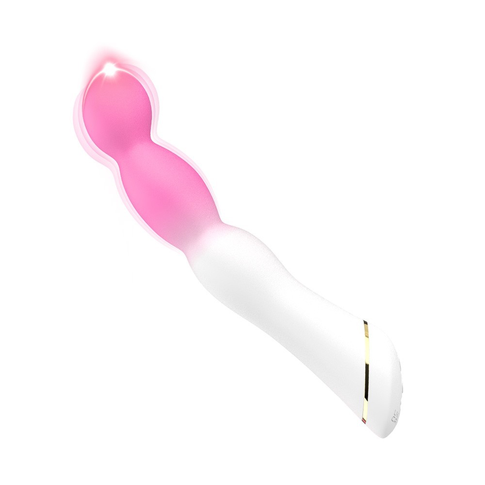 Бело-розовый вибромассажер с круглой головкой - 21,5 см. 1