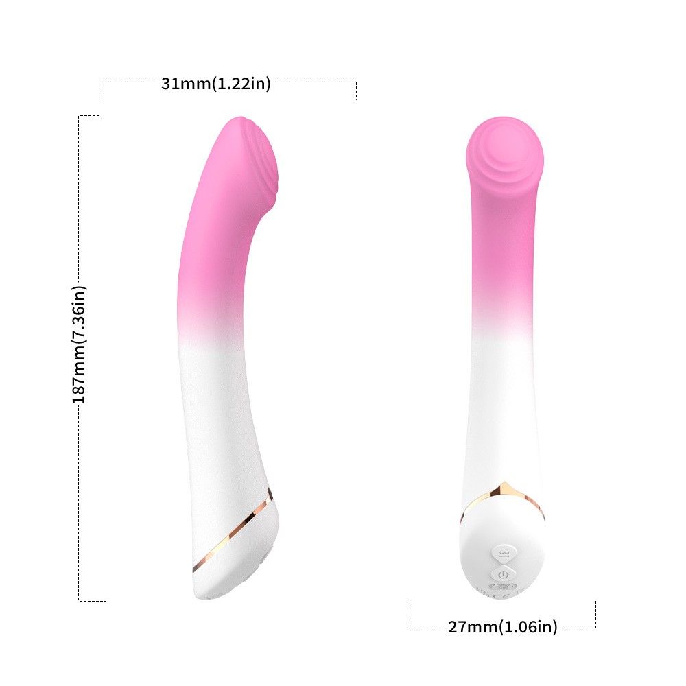 Бело-розовый изогнутый силиконовый вибромассажер - 18,7 см. 3