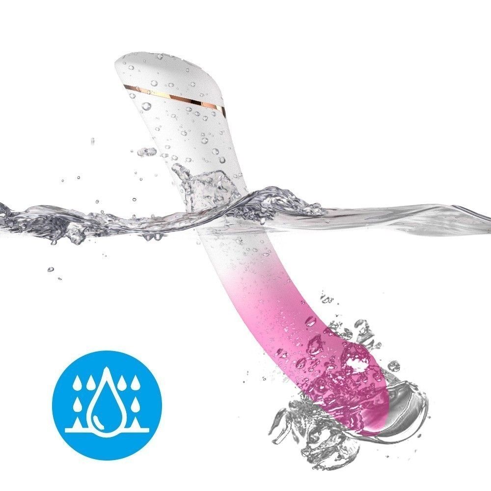 Бело-розовый изогнутый силиконовый вибромассажер - 18,7 см. 5