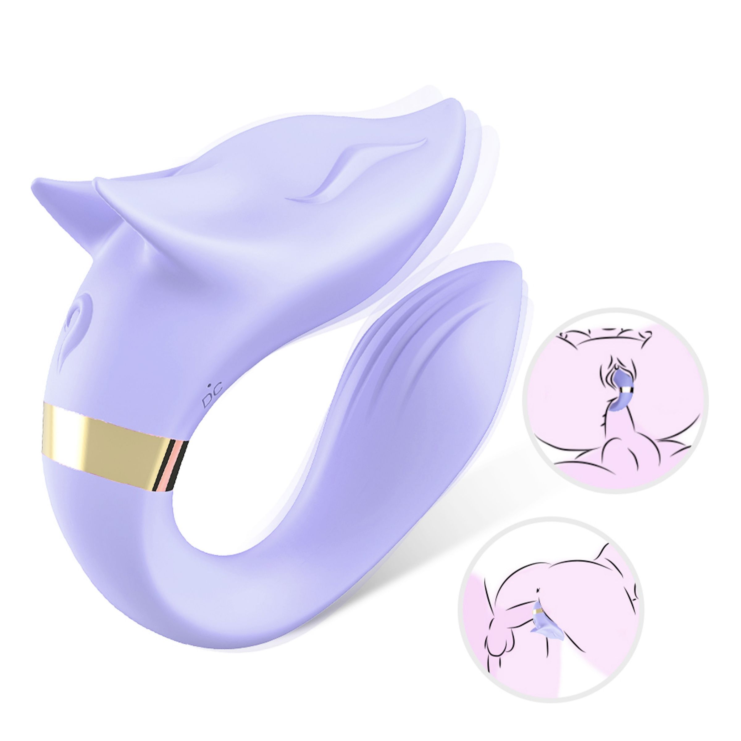 Сиреневый вибромассажер для пар с пультом ДУ 4