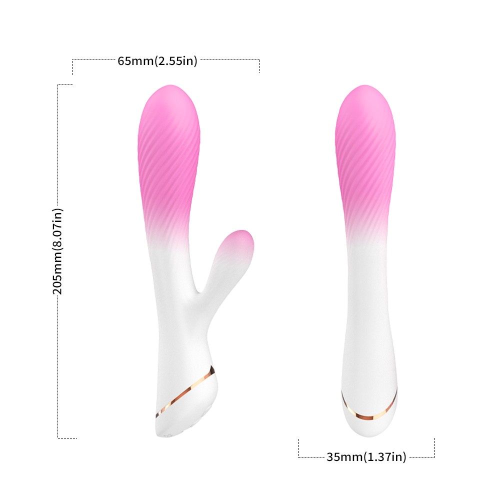 Бело-розовый вибромассажер-кролик - 20,5 см. 4