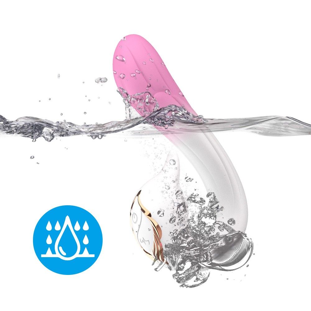 Бело-розовый вибромассажер-уточка - 16,2 см. 5