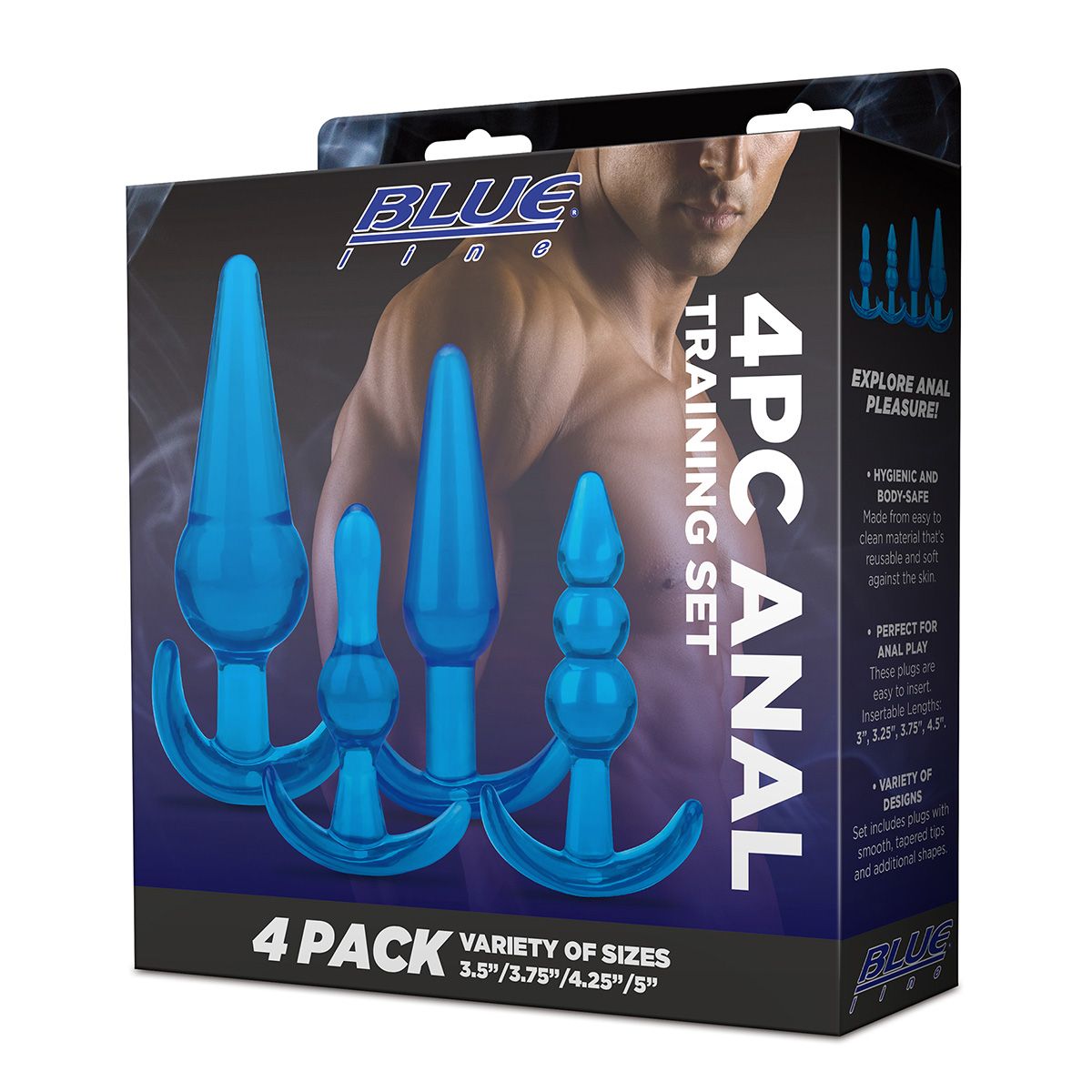 Тренировочный набор из 4 голубых анальных плагов Anal Training Set 4