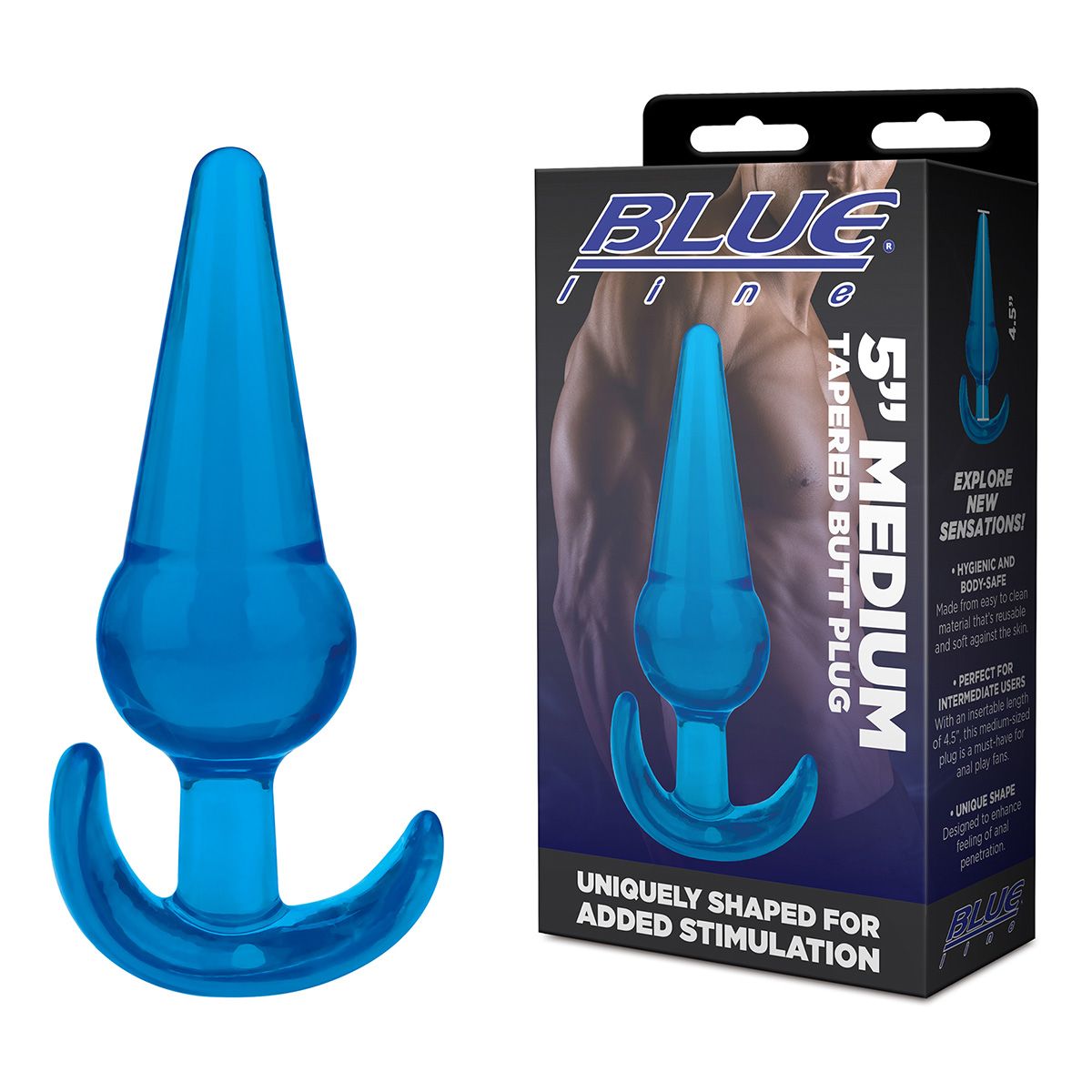Голубая анальная пробка конической формы Medium Tapered Butt Plug - 12,7 см. 2