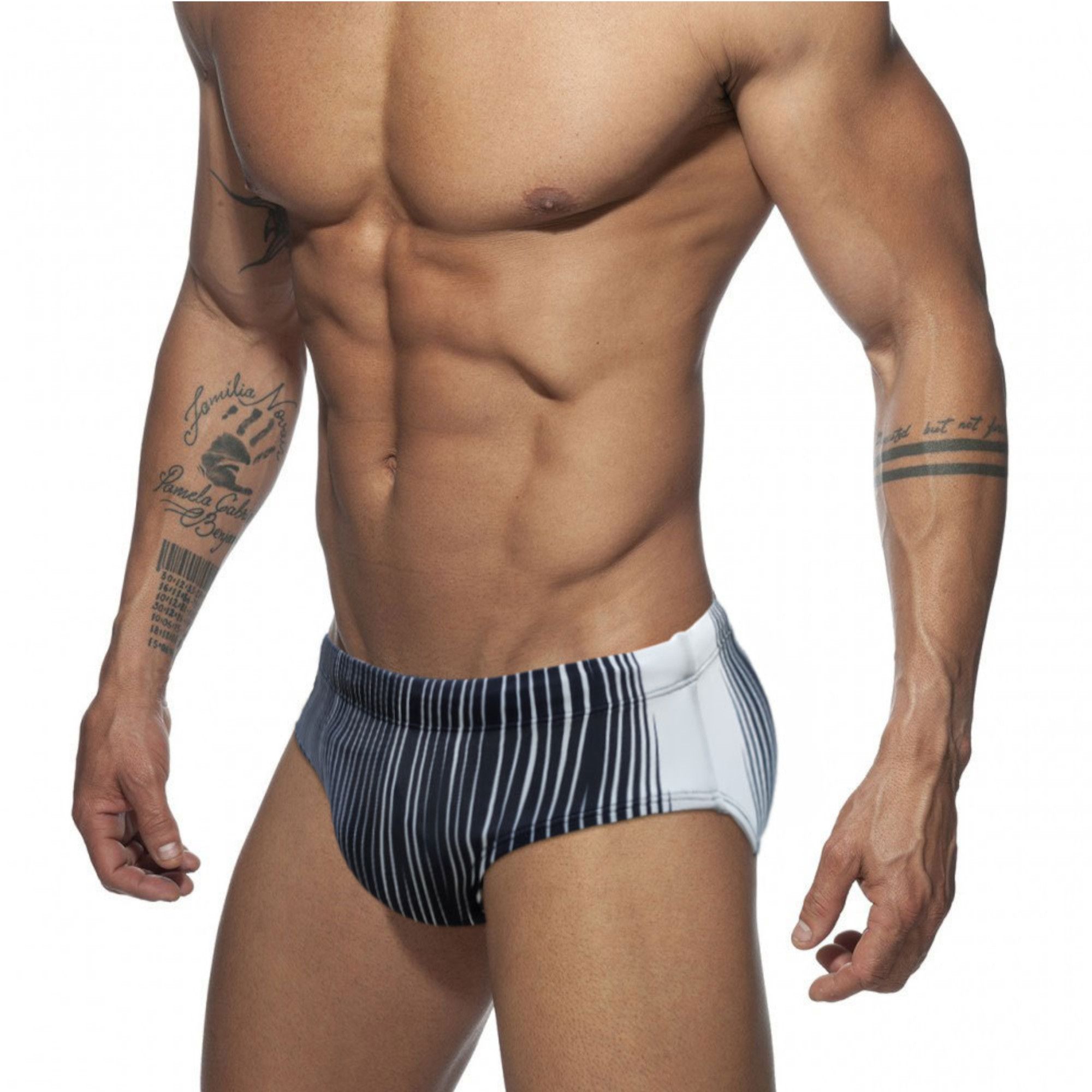 Серые мужские плавки с закрученными полосками 2