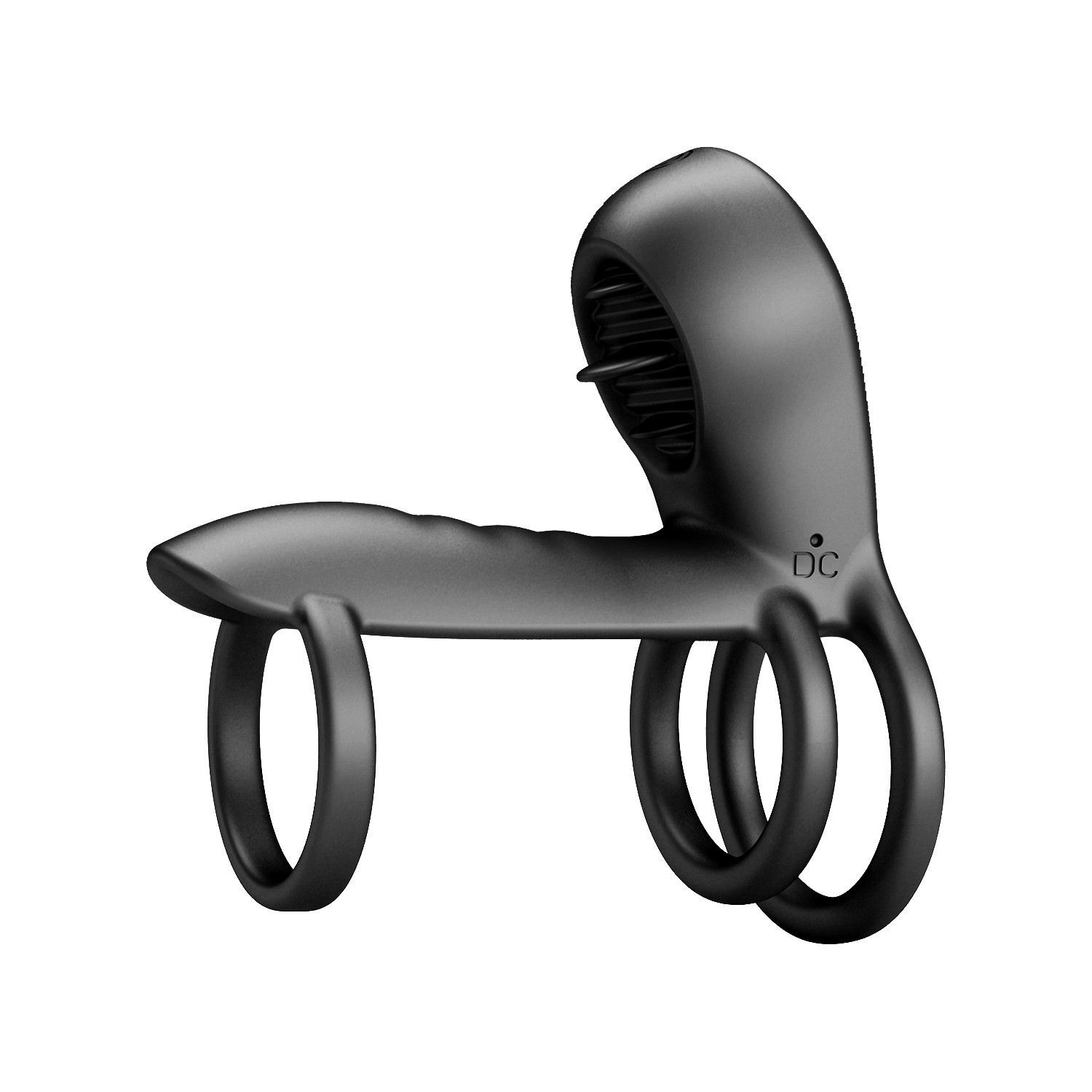 Черная насадка на пенис с 12 режимами вибрации Jammy 3