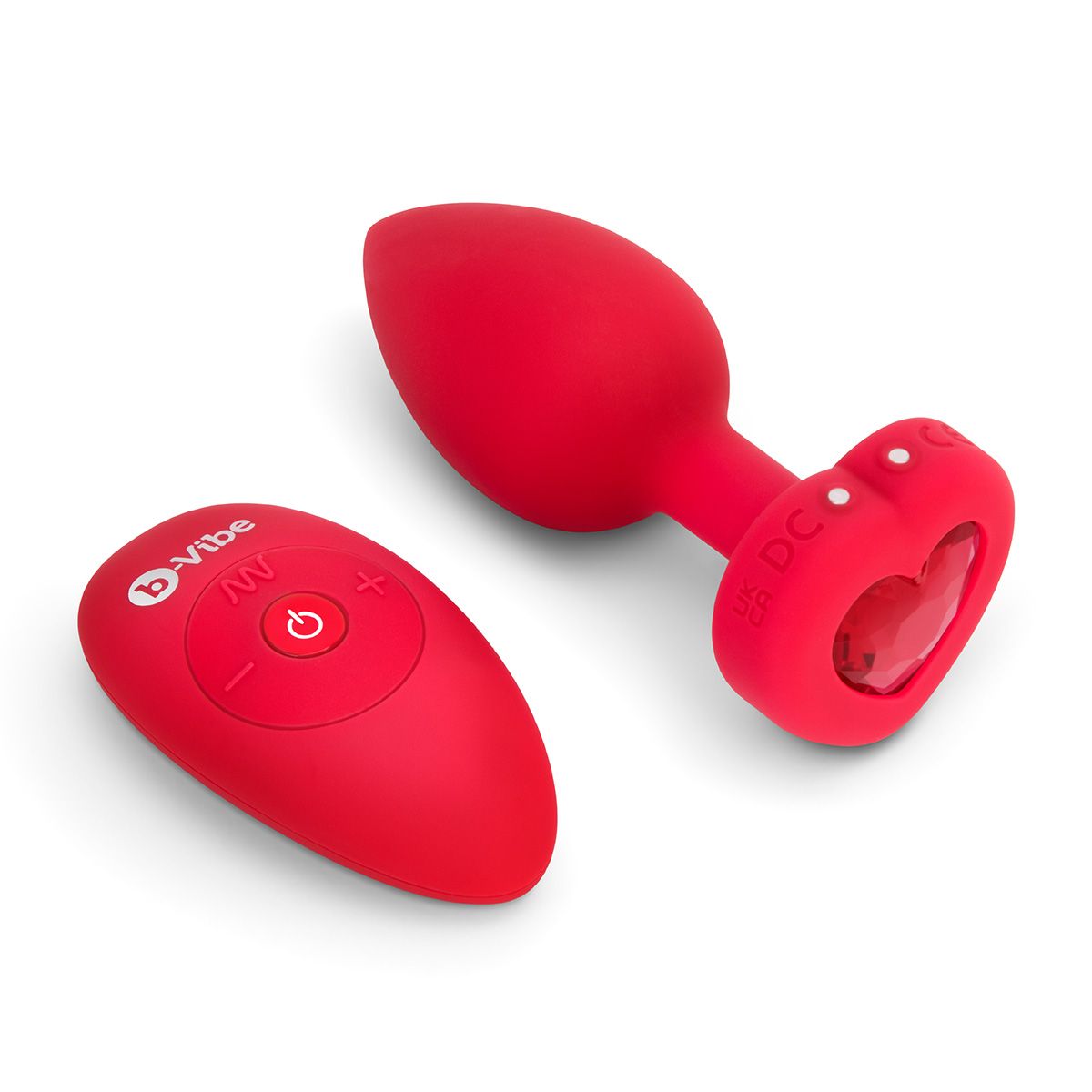 Красный анальный плаг с кристаллом-сердцем Vibrating Heart Shape Jewel Plug M-L 1