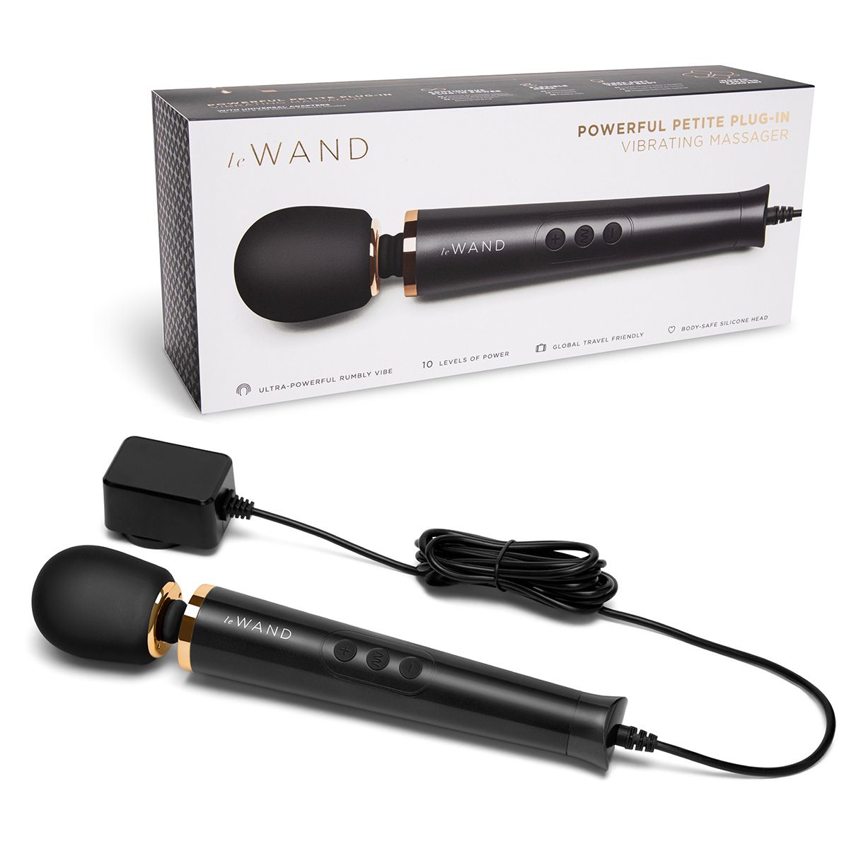 Черный проводной вибратор Le Wand Petite Vibrating Massager - 25 см. 2