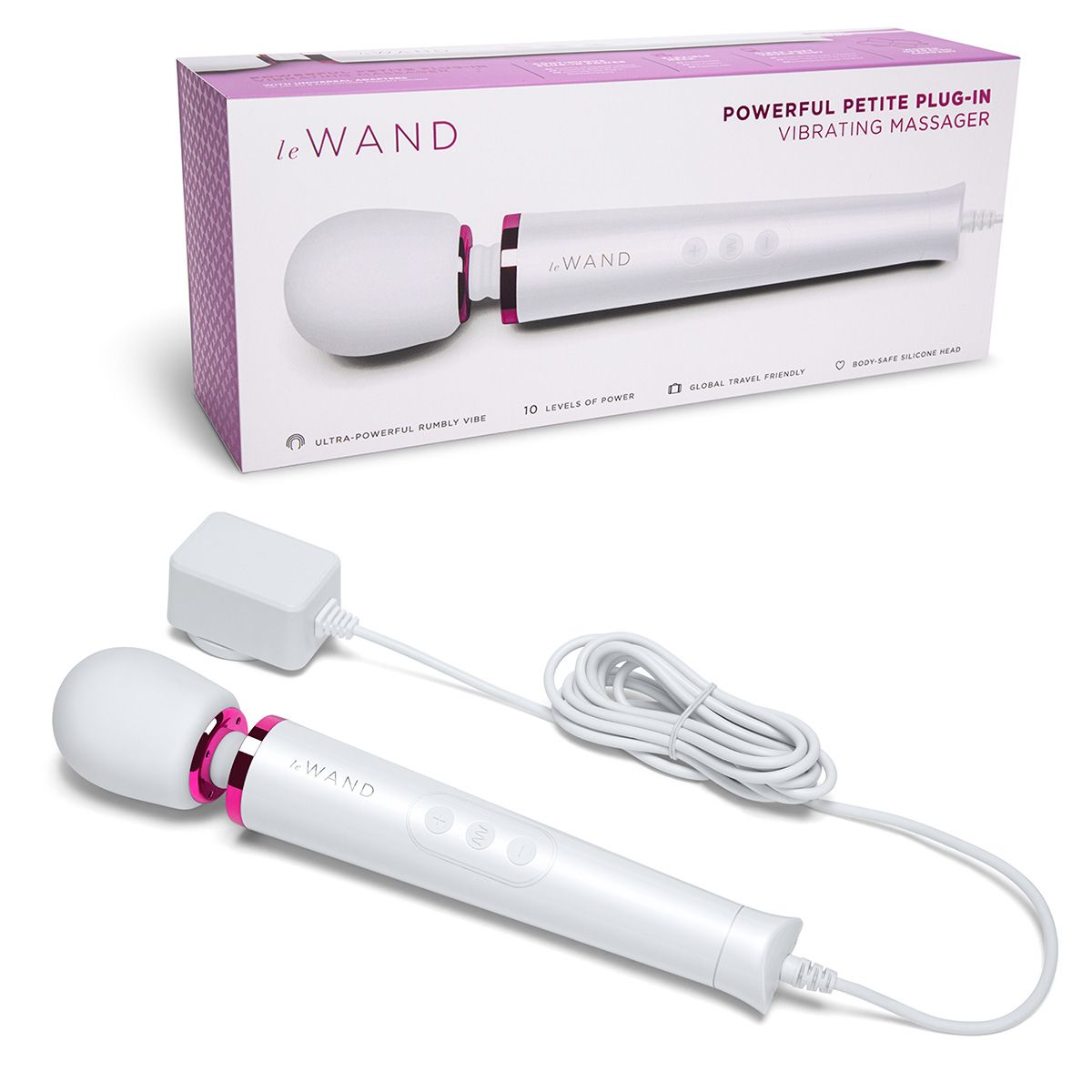 Белый проводной вибратор Le Wand Petite Vibrating Massager - 25 см. 2