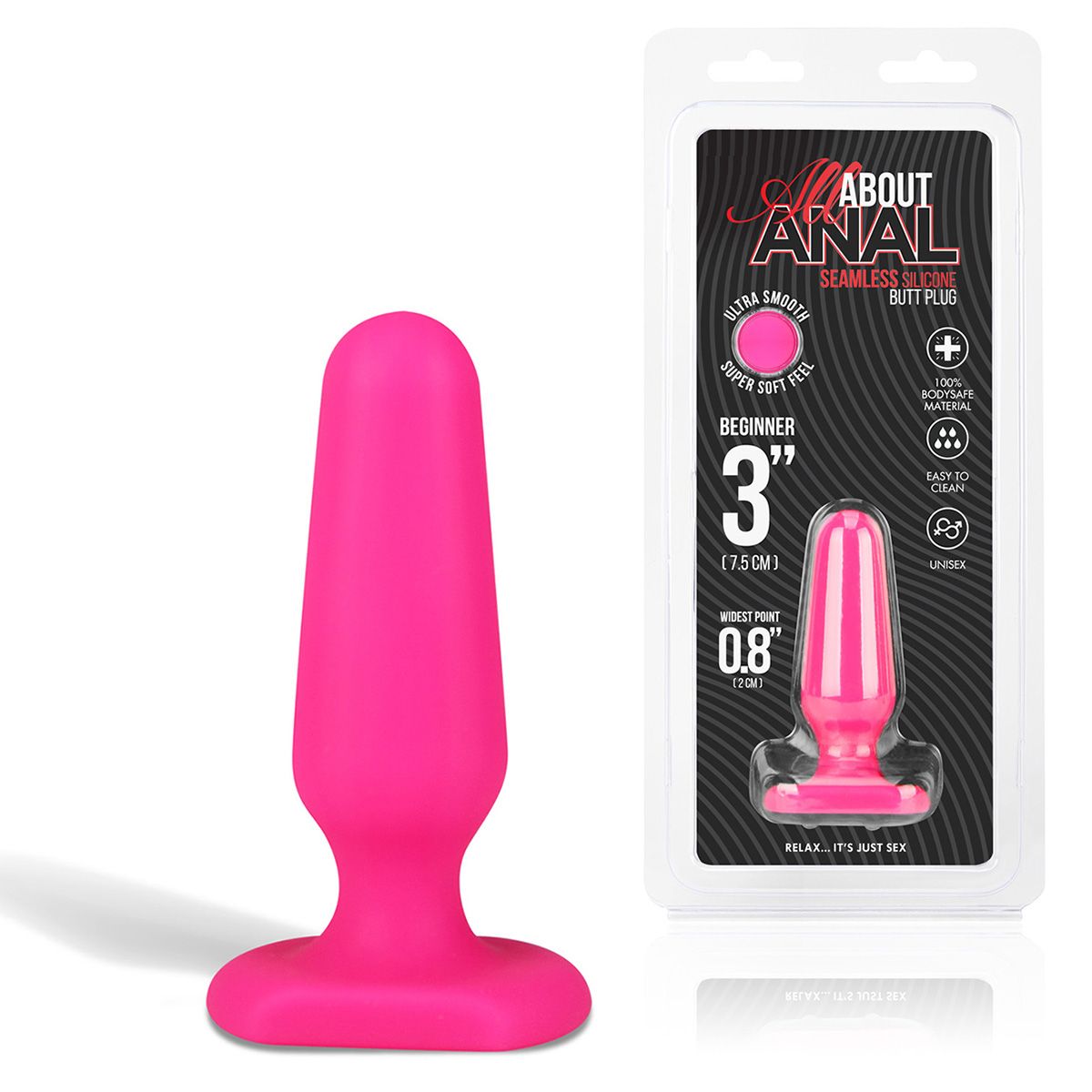 Розовый анальный плаг из силикона Seamless Silicone Butt Plug - 7,5 см. 2
