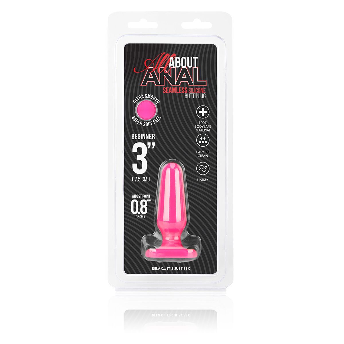 Розовый анальный плаг из силикона Seamless Silicone Butt Plug - 7,5 см. 3