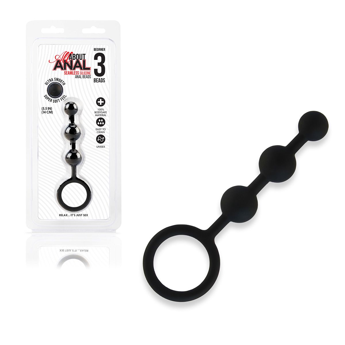 Черные силиконовые анальные бусы Silicone Anal Beads - 14 см. 2