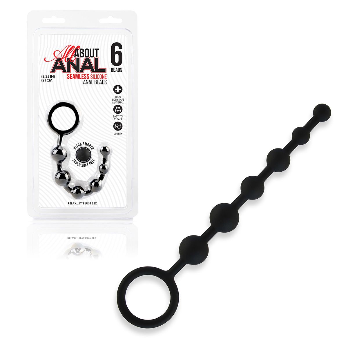 Черные силиконовые анальные бусы Silicone Anal Beads - 21 см. 2