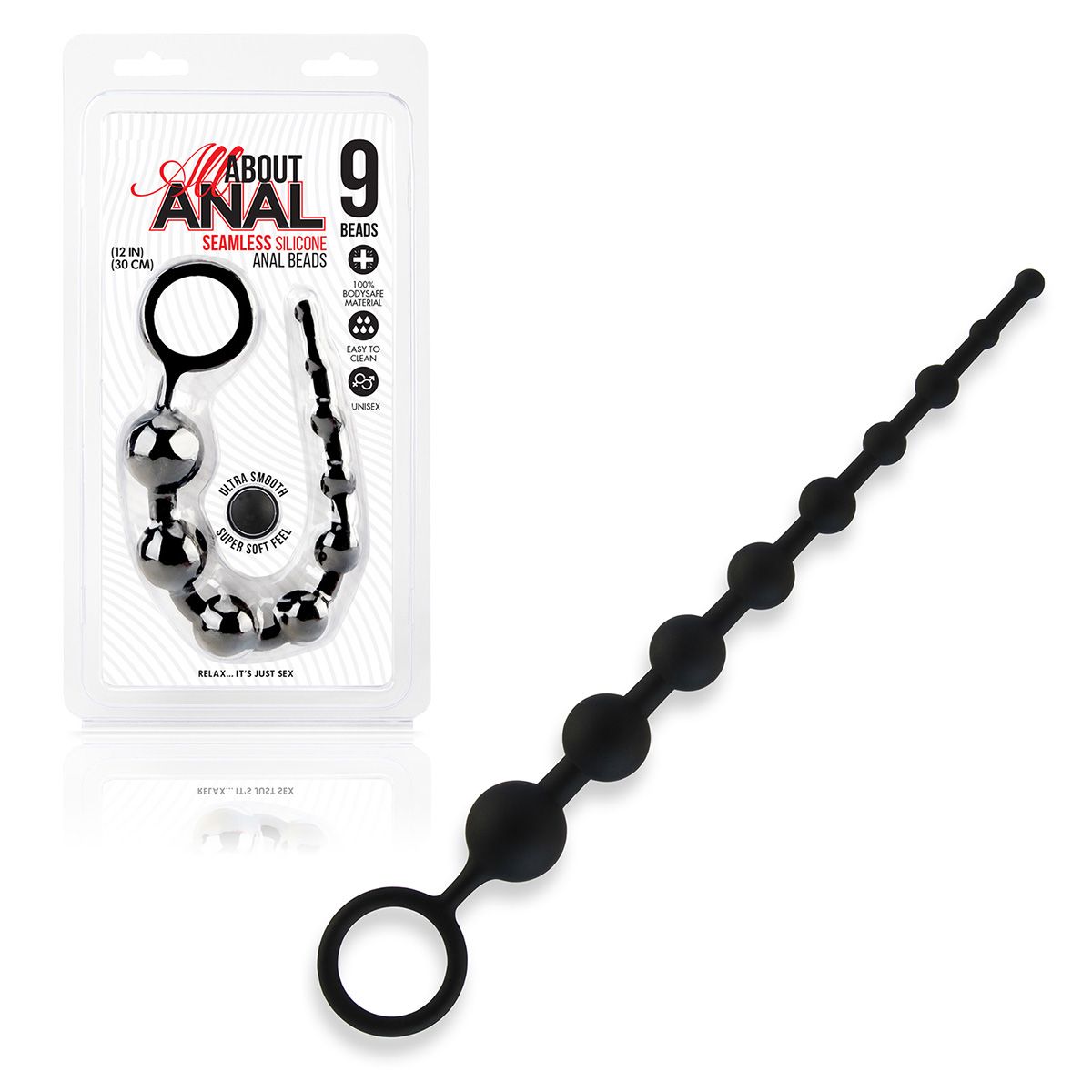Черные силиконовые анальные бусы Silicone Anal Beads - 30 см. 2