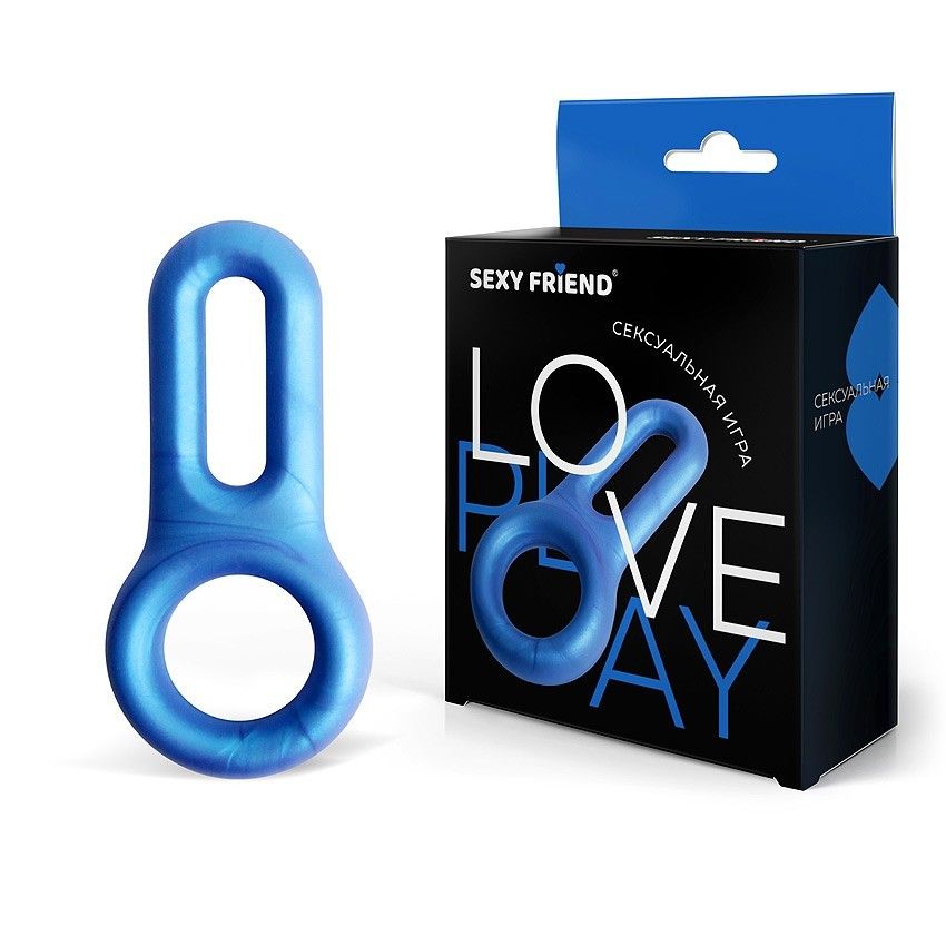 Голубое эрекционное кольцо с петлёй 2