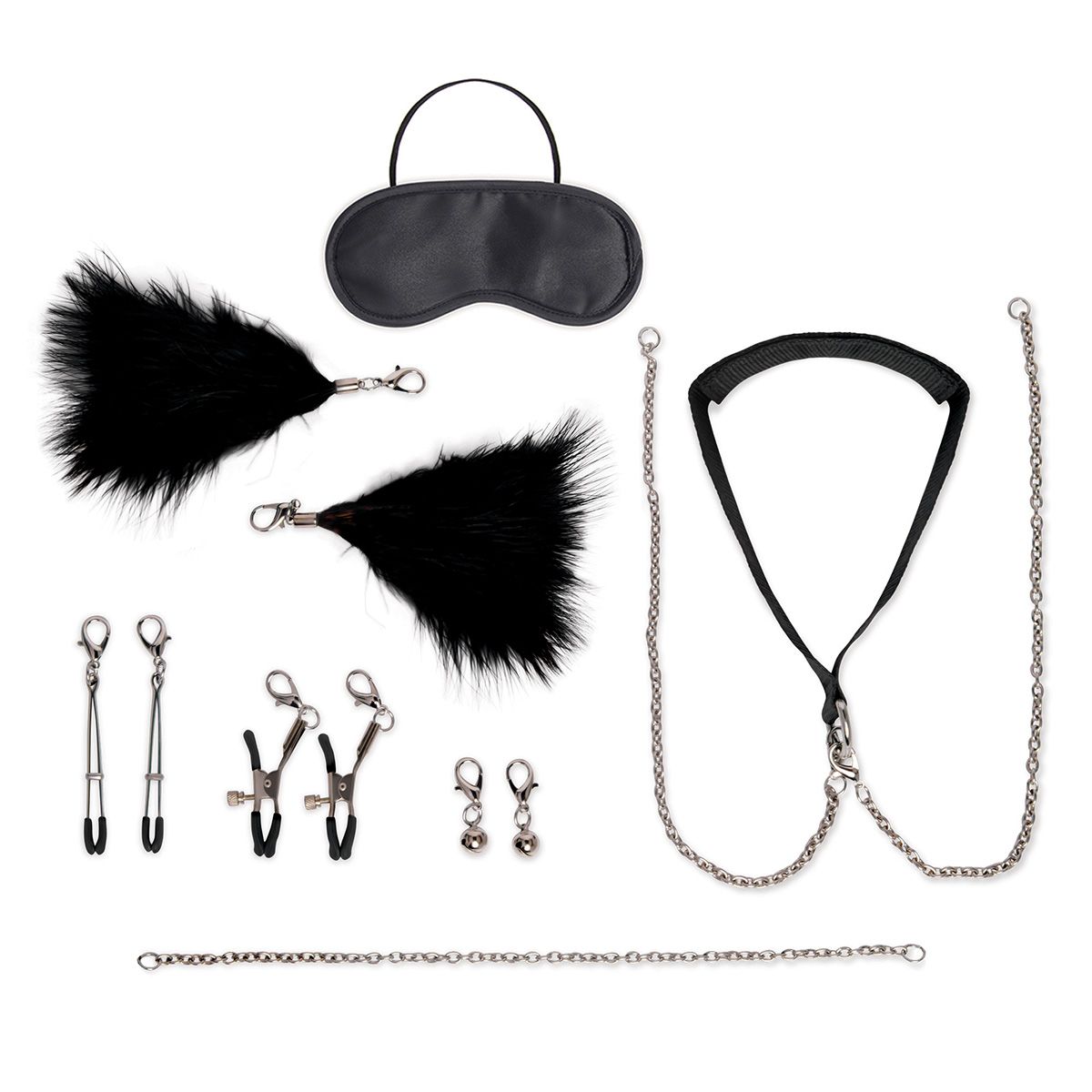 Большой эротический набор из 12 предметов Interchangeable Collar & Nipple Clips Set 1