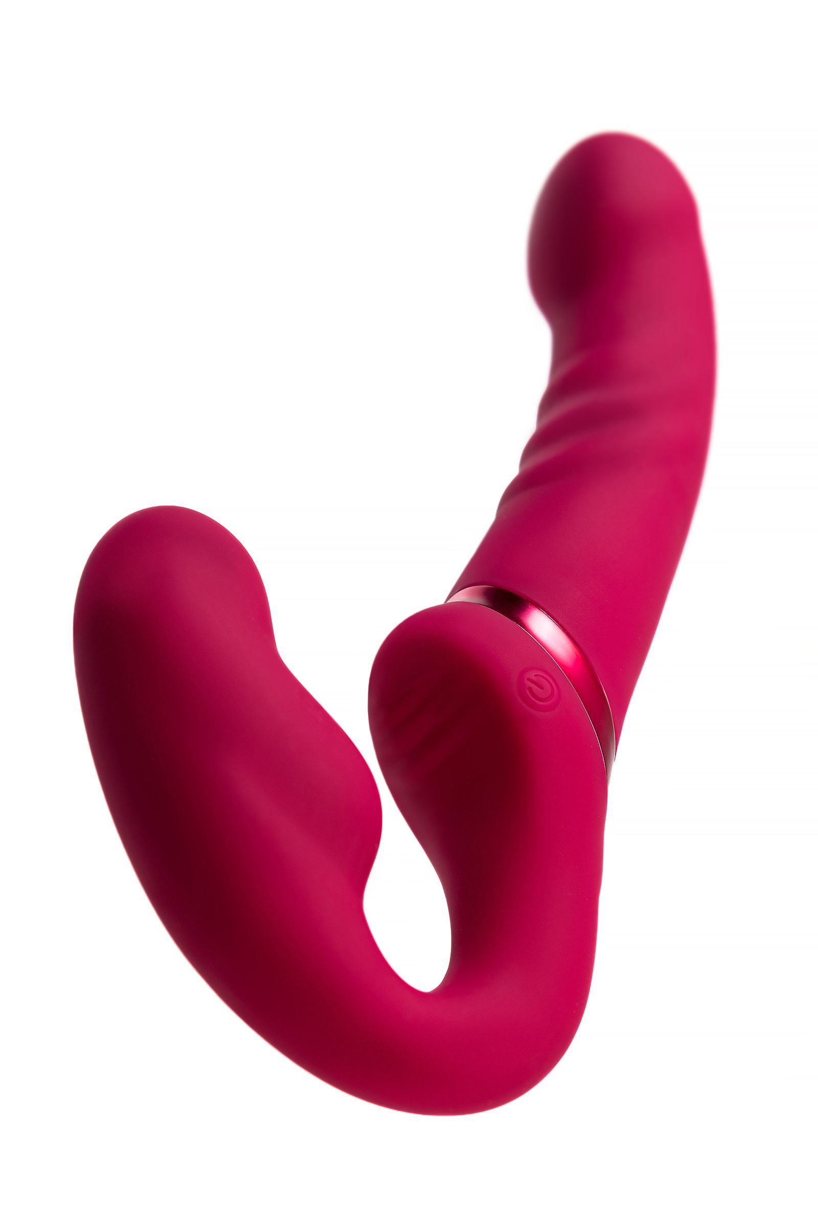 Малиновый безремневой страпон Lapis - 23 см. 13