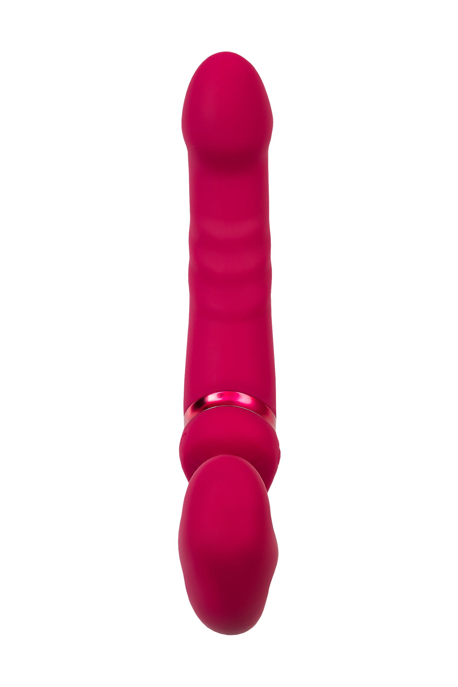 Малиновый безремневой страпон Lapis - 23 см. 4