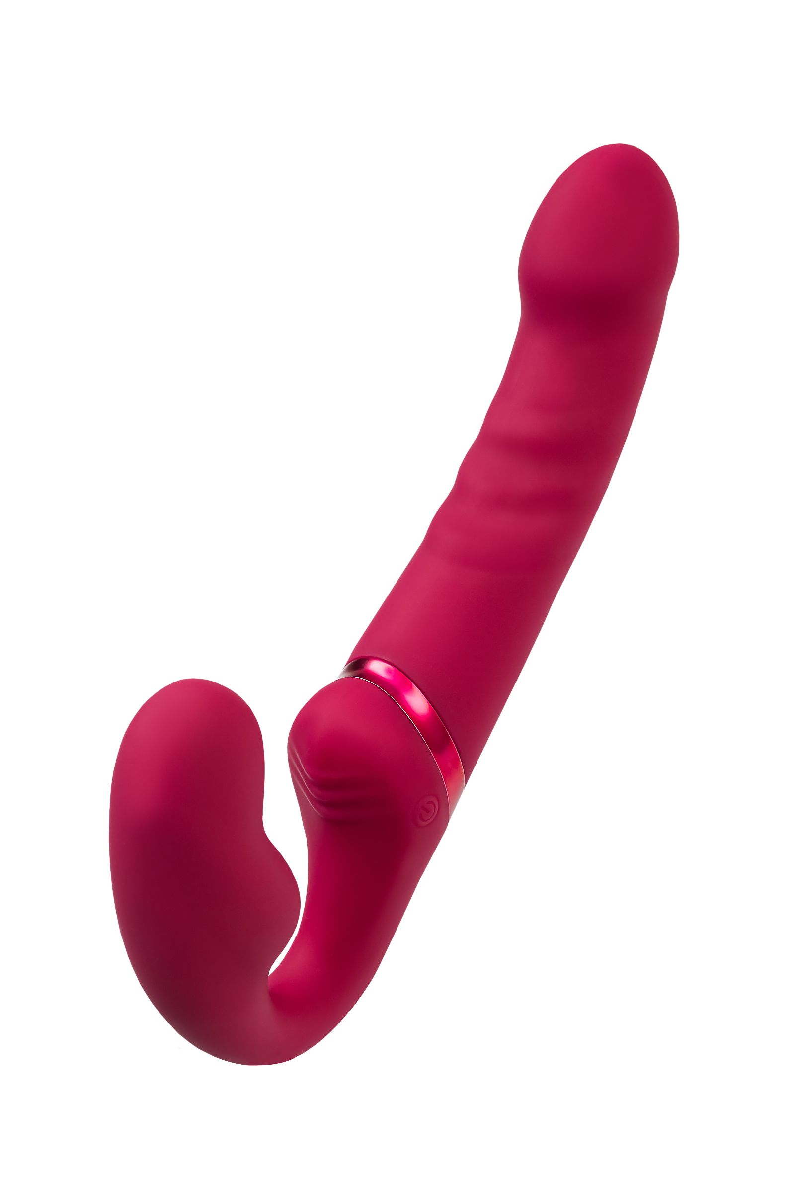 Малиновый безремневой страпон Lapis - 23 см. 6