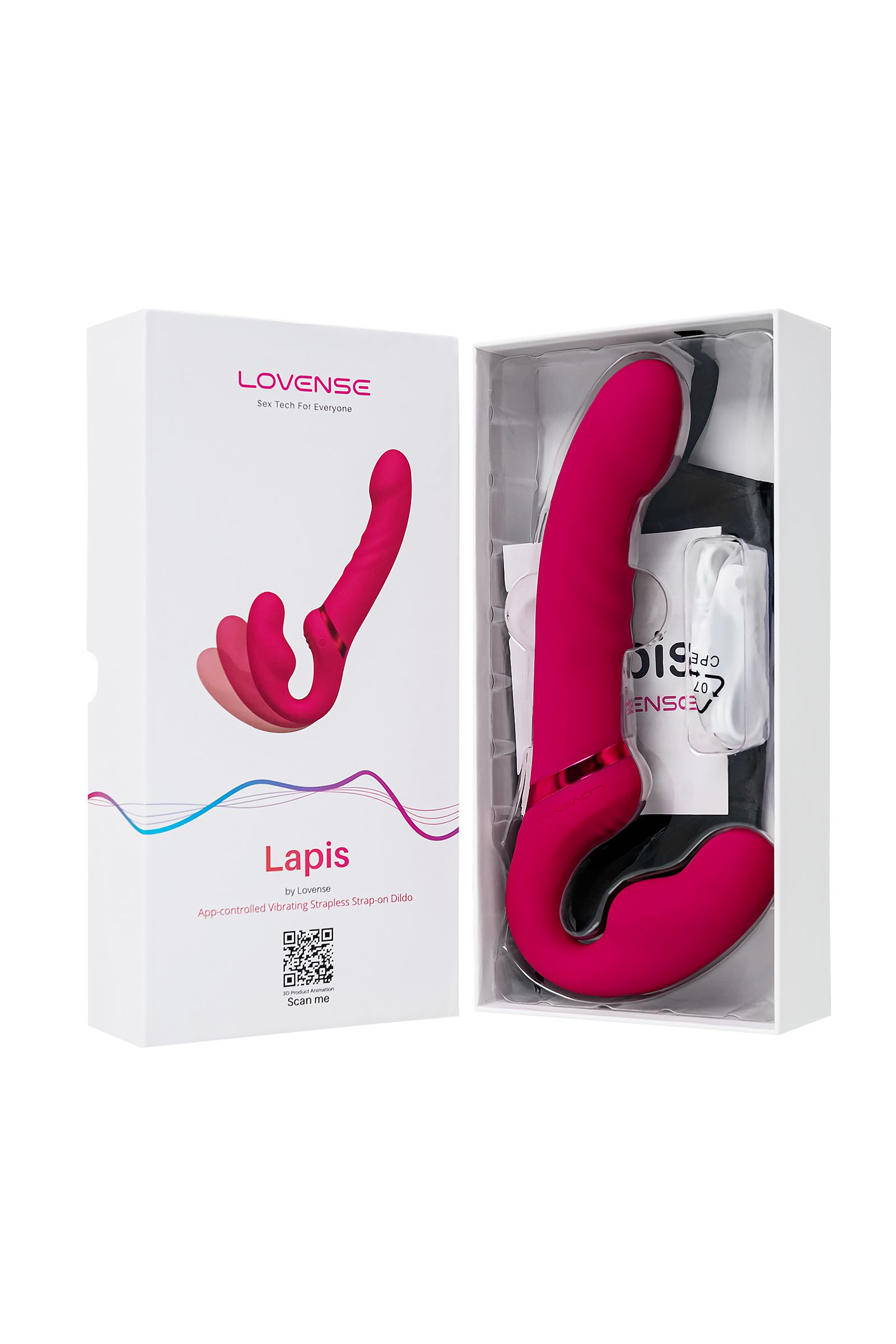 Малиновый безремневой страпон Lapis - 23 см. 10