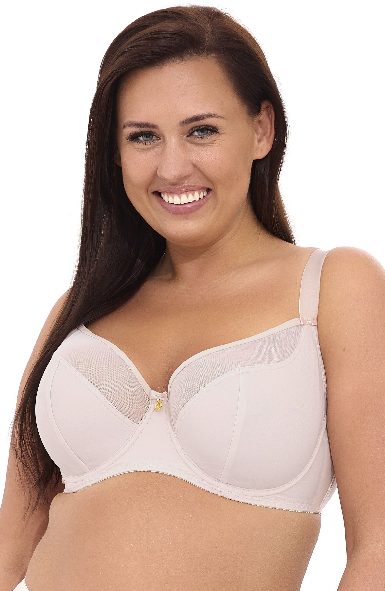 Однотонный бюстгальтер на косточках с мягкой чашкой plus size 1