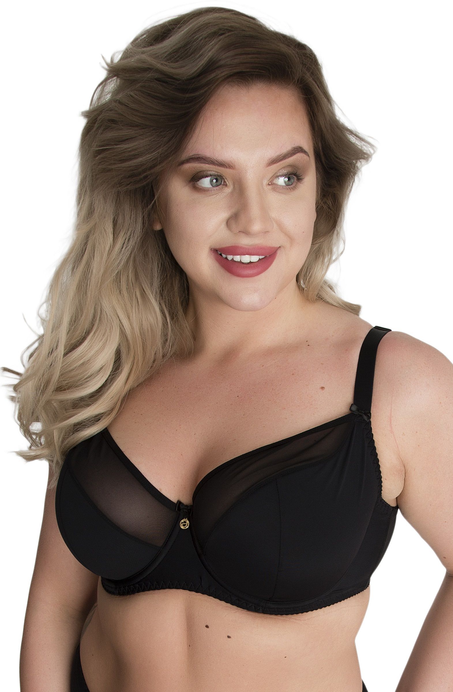 Бюстгальтер на косточках с гладкой чашкой +size из микрофибры и сетки 2