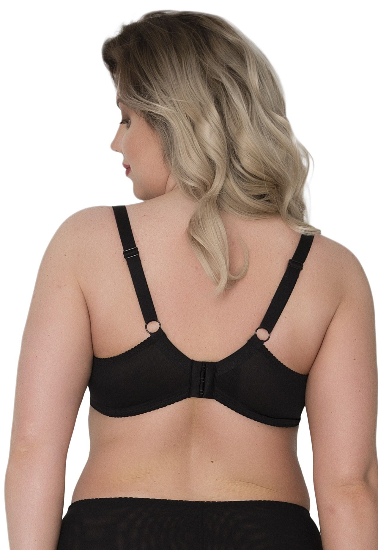 Бюстгальтер на косточках с гладкой чашкой +size из микрофибры и сетки 3