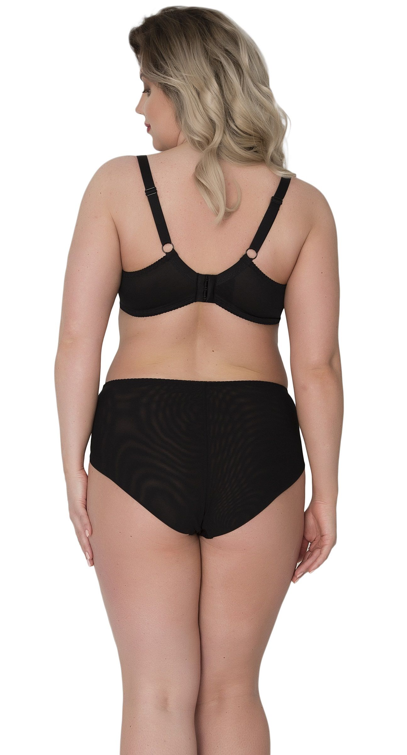 Бюстгальтер на косточках с гладкой чашкой +size из микрофибры и сетки 5