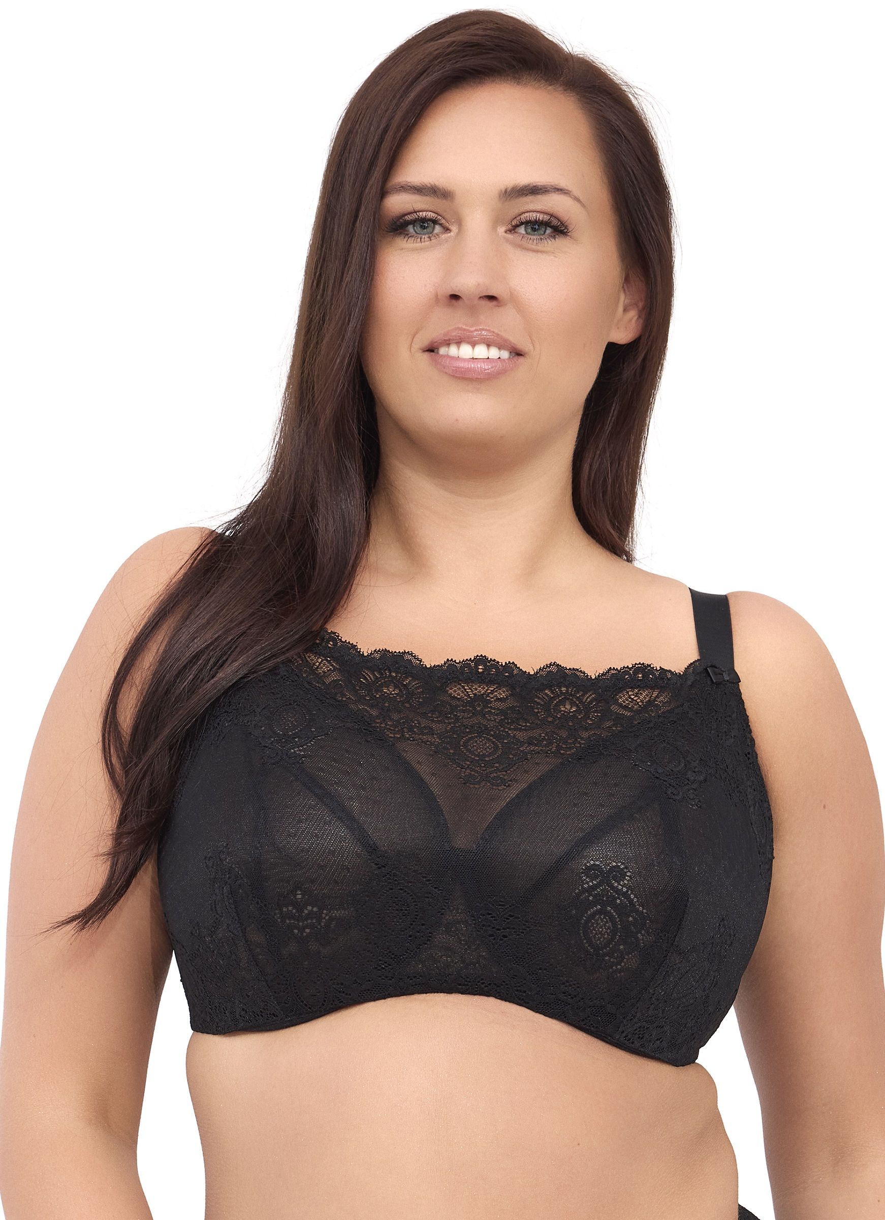 Бюстгальтер-топ с сетчатыми мягкими чашками и гипюром поверх 2