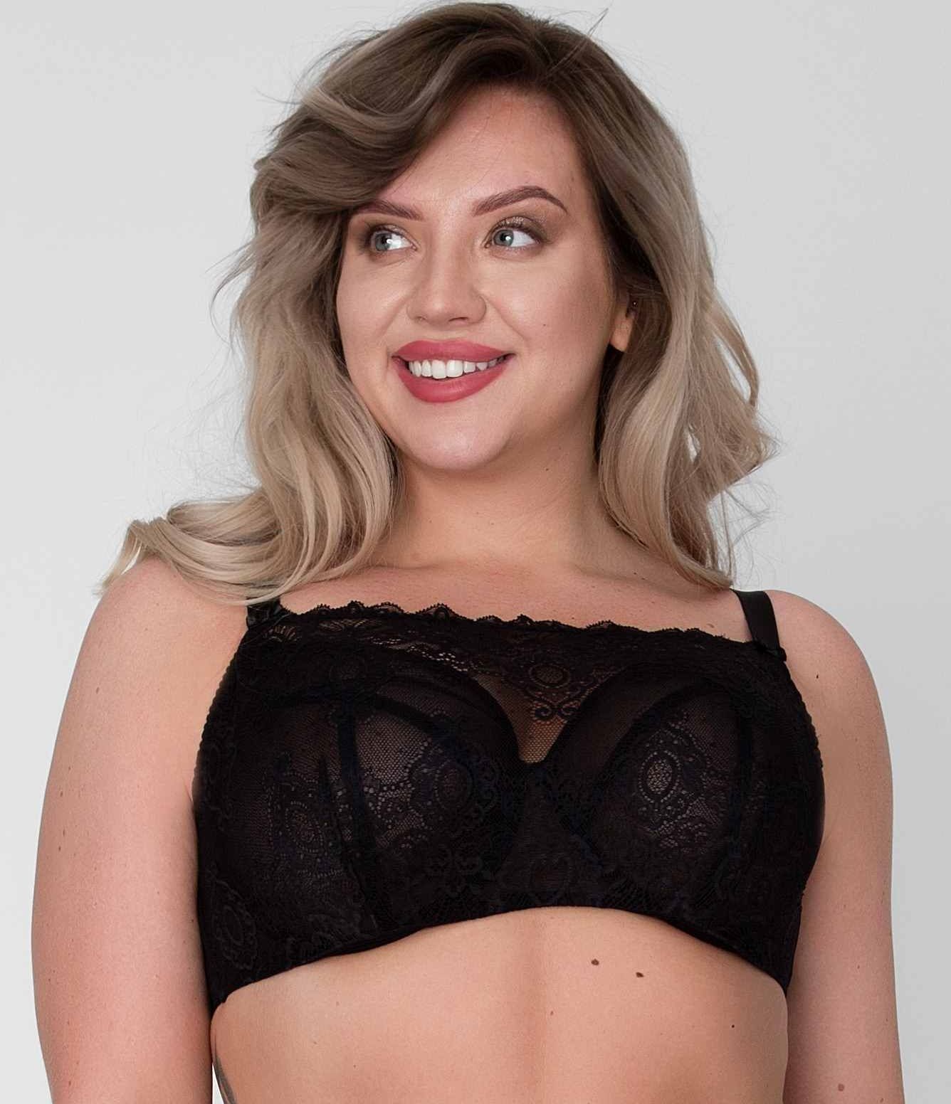 Бюстгальтер-топ с сетчатыми мягкими чашками и гипюром поверх 5