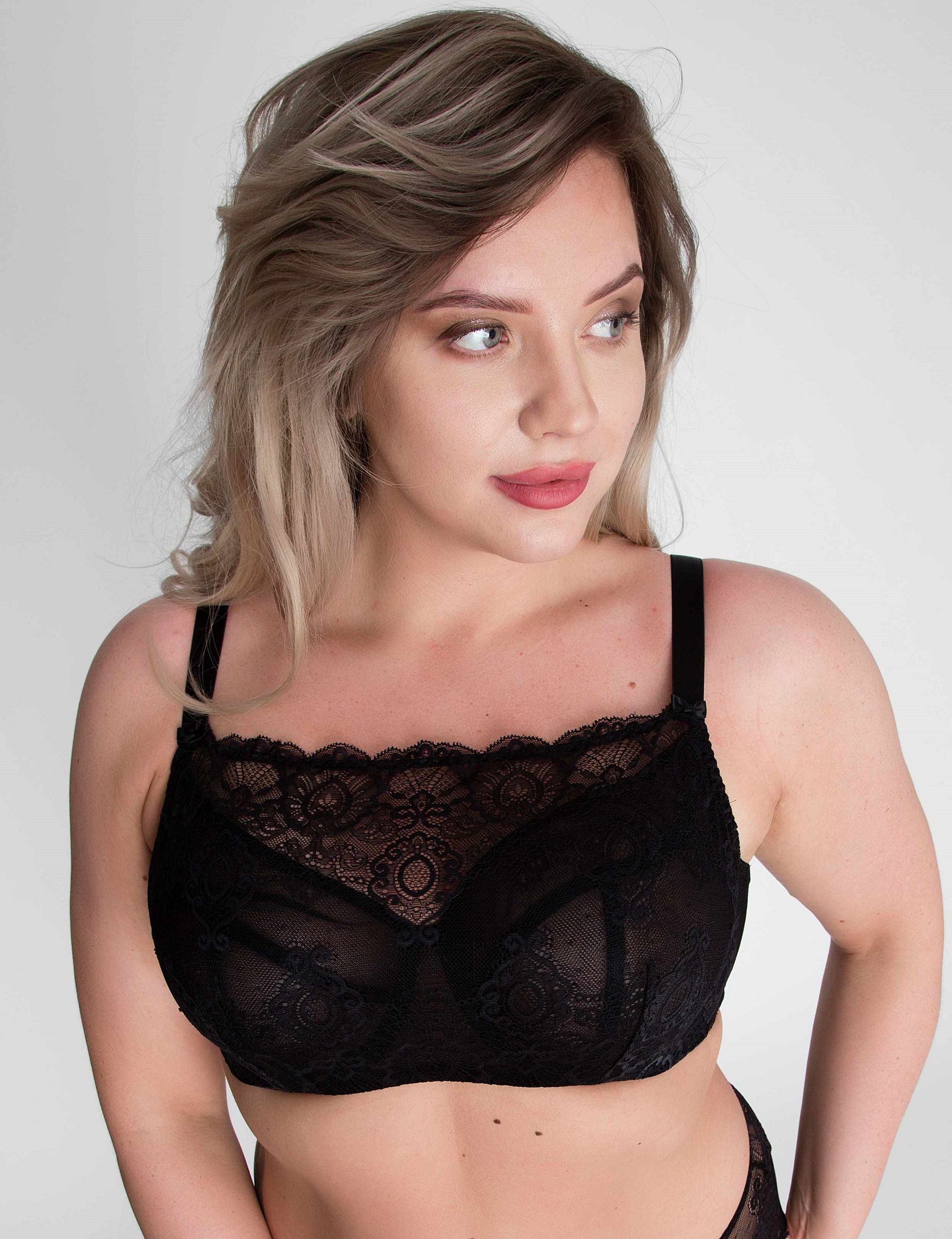 Бюстгальтер-топ с сетчатыми мягкими чашками +size и гипюром поверх 4