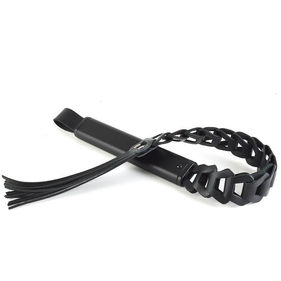 Черная кожаная плеть «Клеопатра» - 62 см. 2