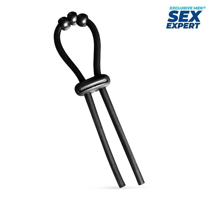 Черное эрекционное кольцо со стимулирующими бусинами 1