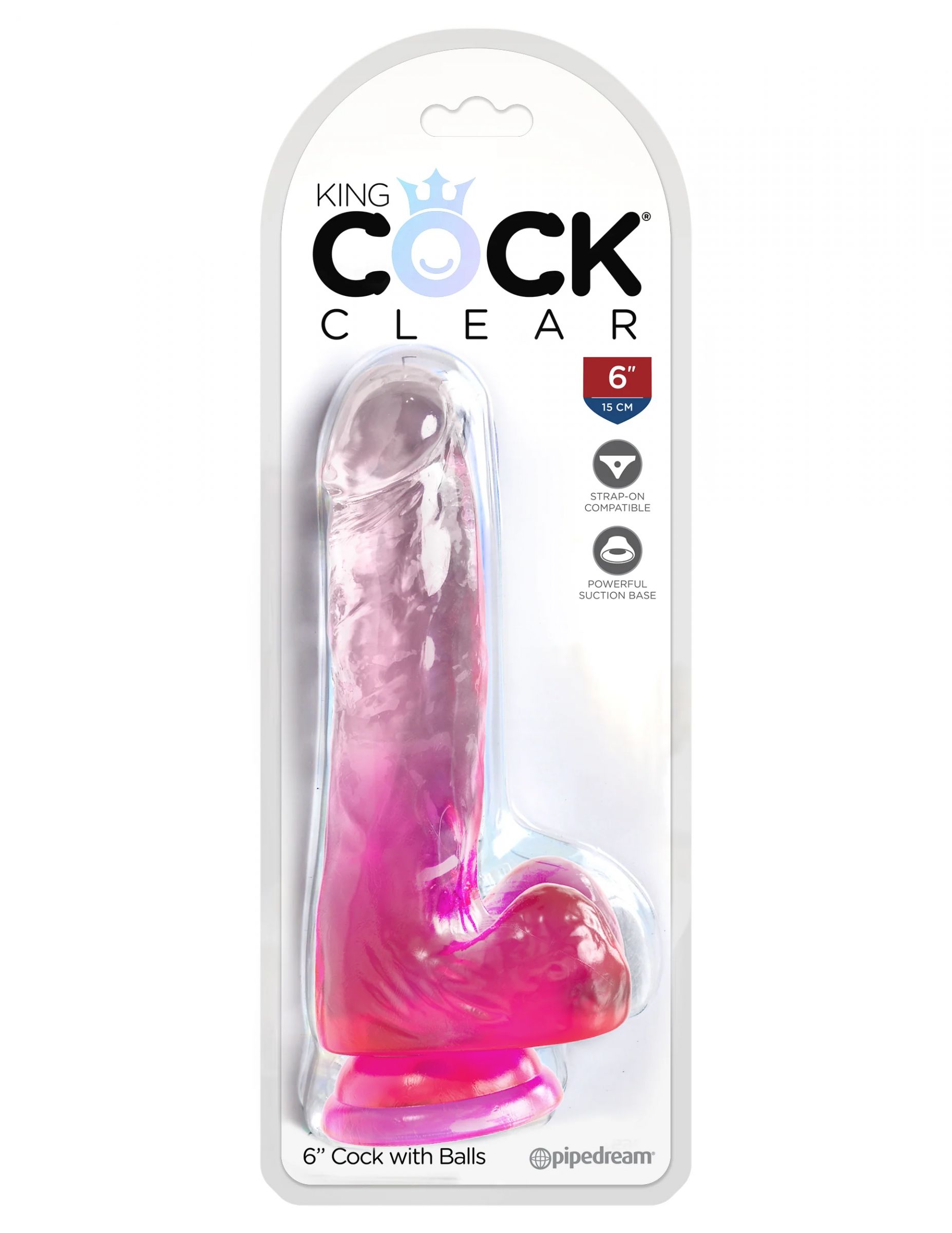 Розовый фаллоимитатор с мошонкой на присоске 6’’ Cock with Balls - 17,8 см. 2