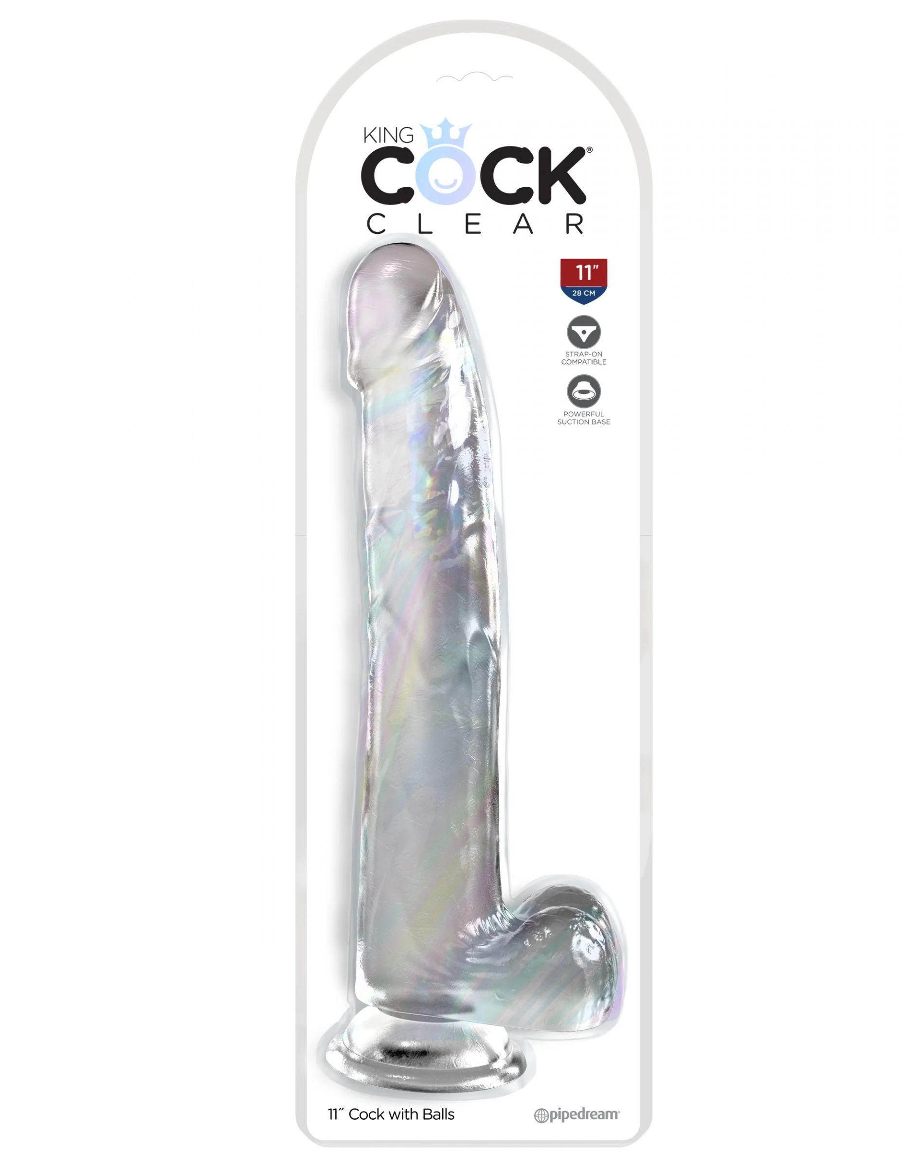 Прозрачный фаллоимитатор с мошонкой на присоске 11’’ Cock with Balls - 30,5 см. 2