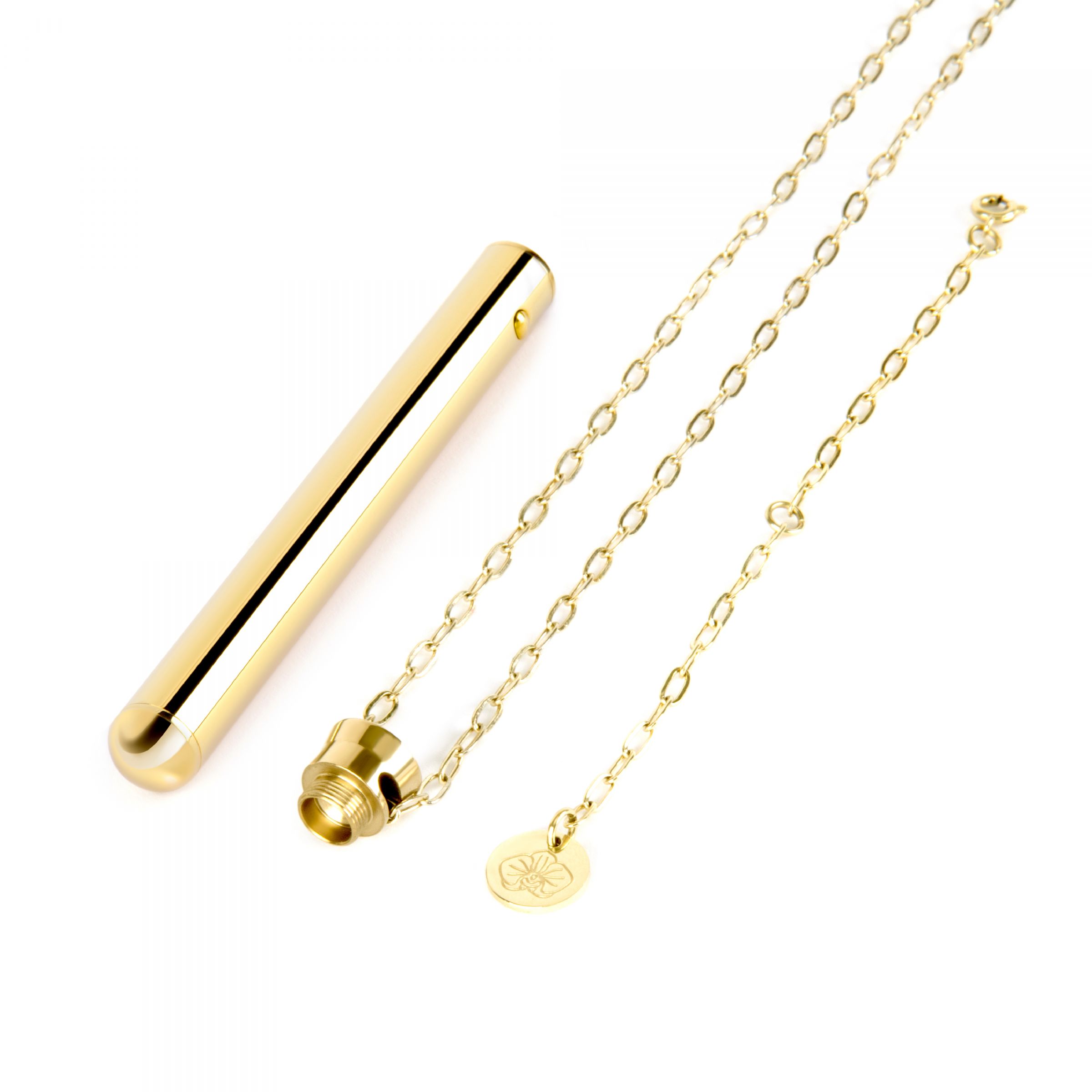 Золотистый вибромассажер-кулон Necklace Vibe 4