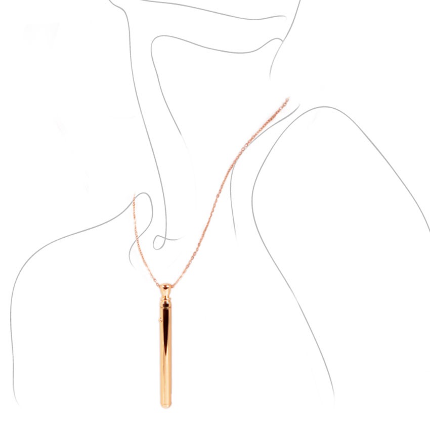 Золотистая подвеска-вибратор Genie Flirting Pen 2