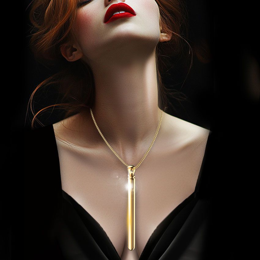 Золотистая подвеска-вибратор Genie Flirting Pen 4