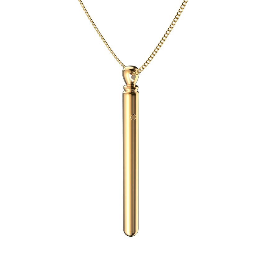 Золотистая подвеска-вибратор Genie Flirting Pen 7