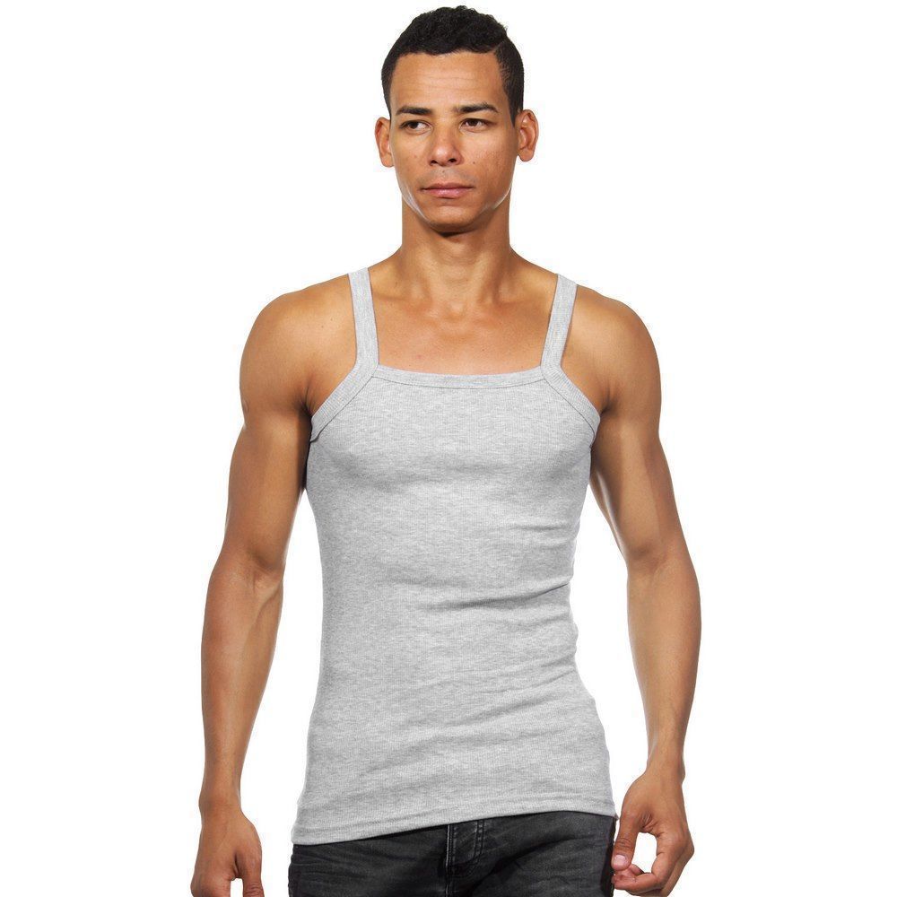 Серая мужская майка с квадратным вырезом горловины 1