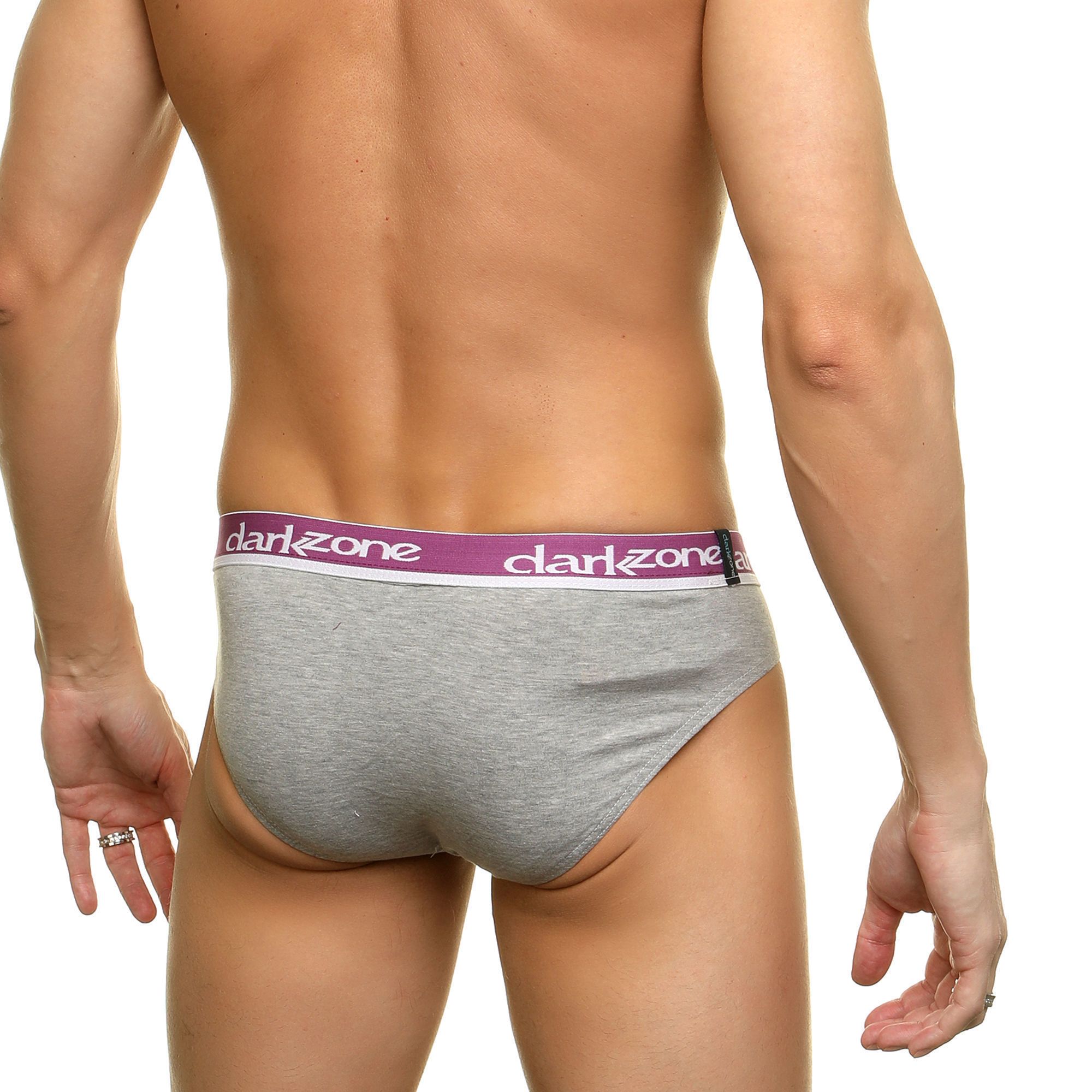 Серые мужские слипы с фиолетовой брендированной резинкой 2