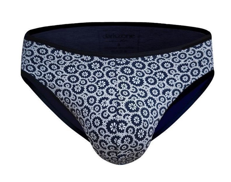 Темно-синие трусы-слипы с мелким цветочным принтом 1