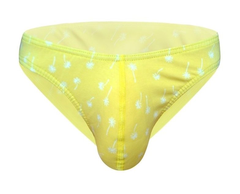 Желтые хлопковые трусы-слипы с принтом в виде пальм 1