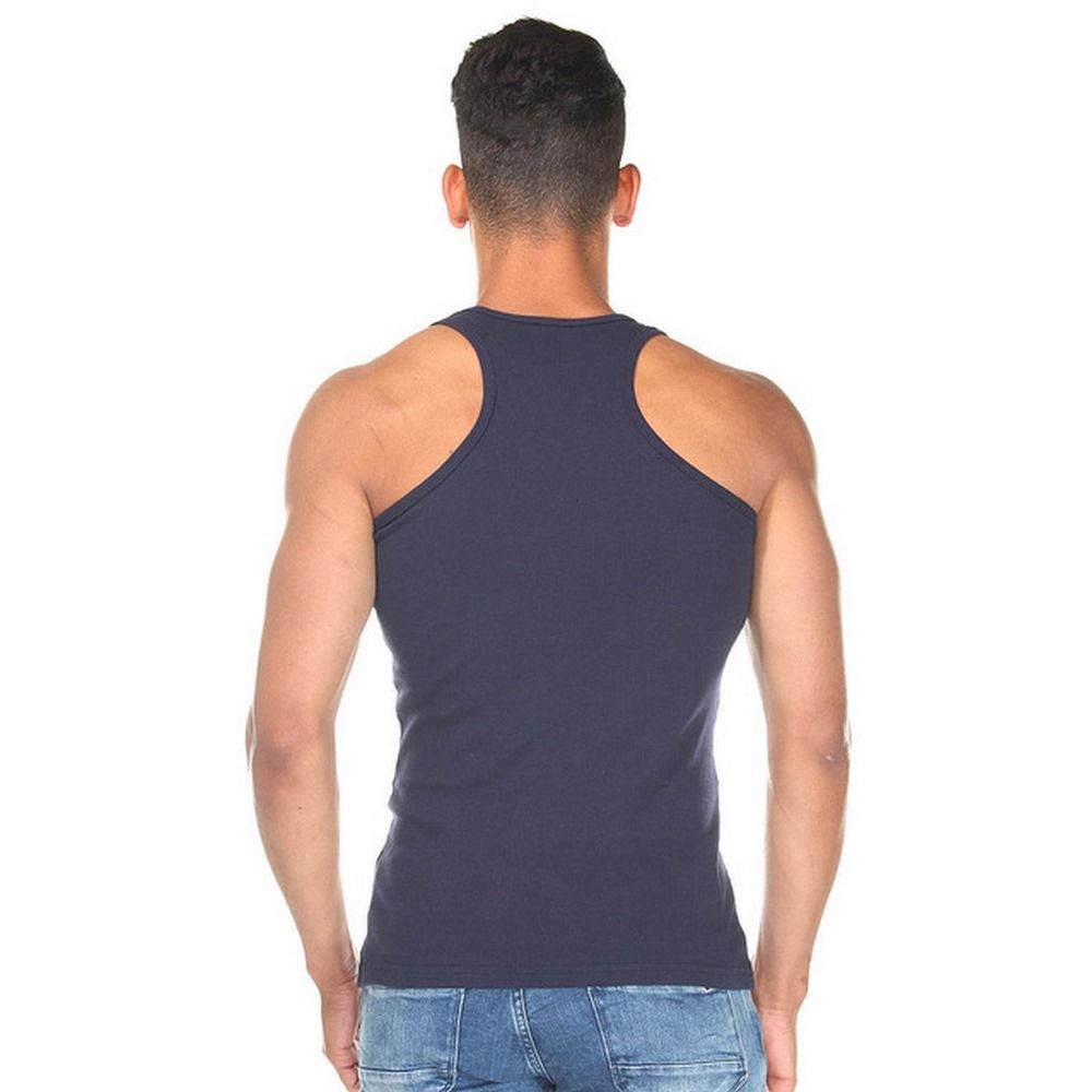 Темно-синяя мужская майка из хлопкового полотна 2