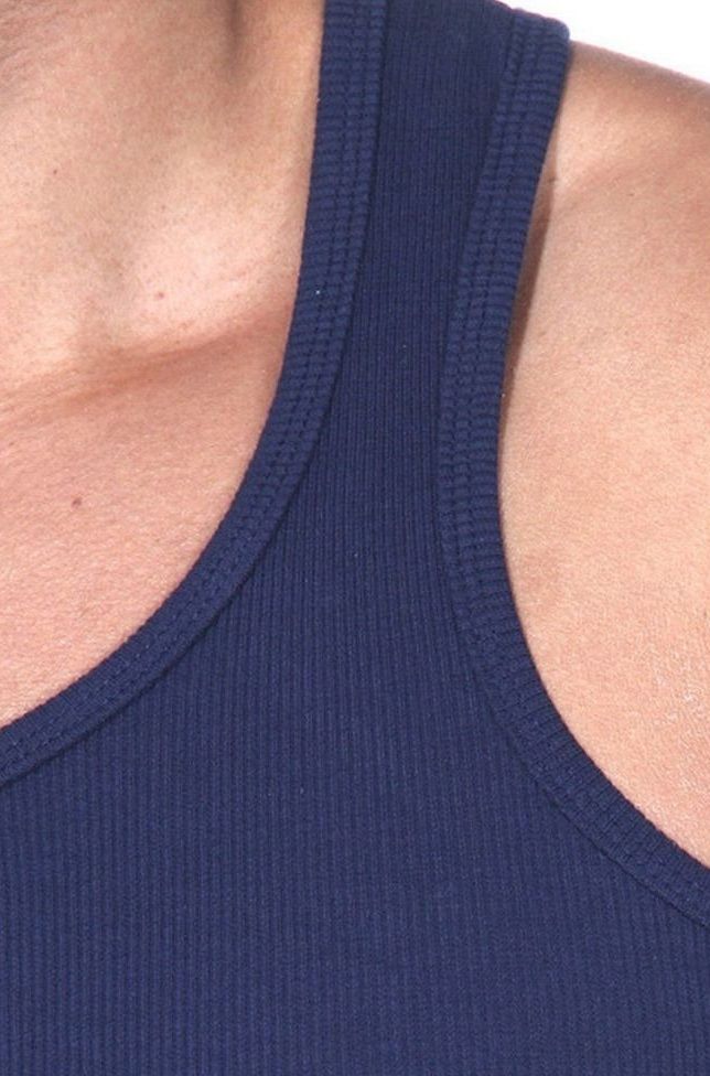 Темно-синяя мужская майка из хлопкового полотна 3