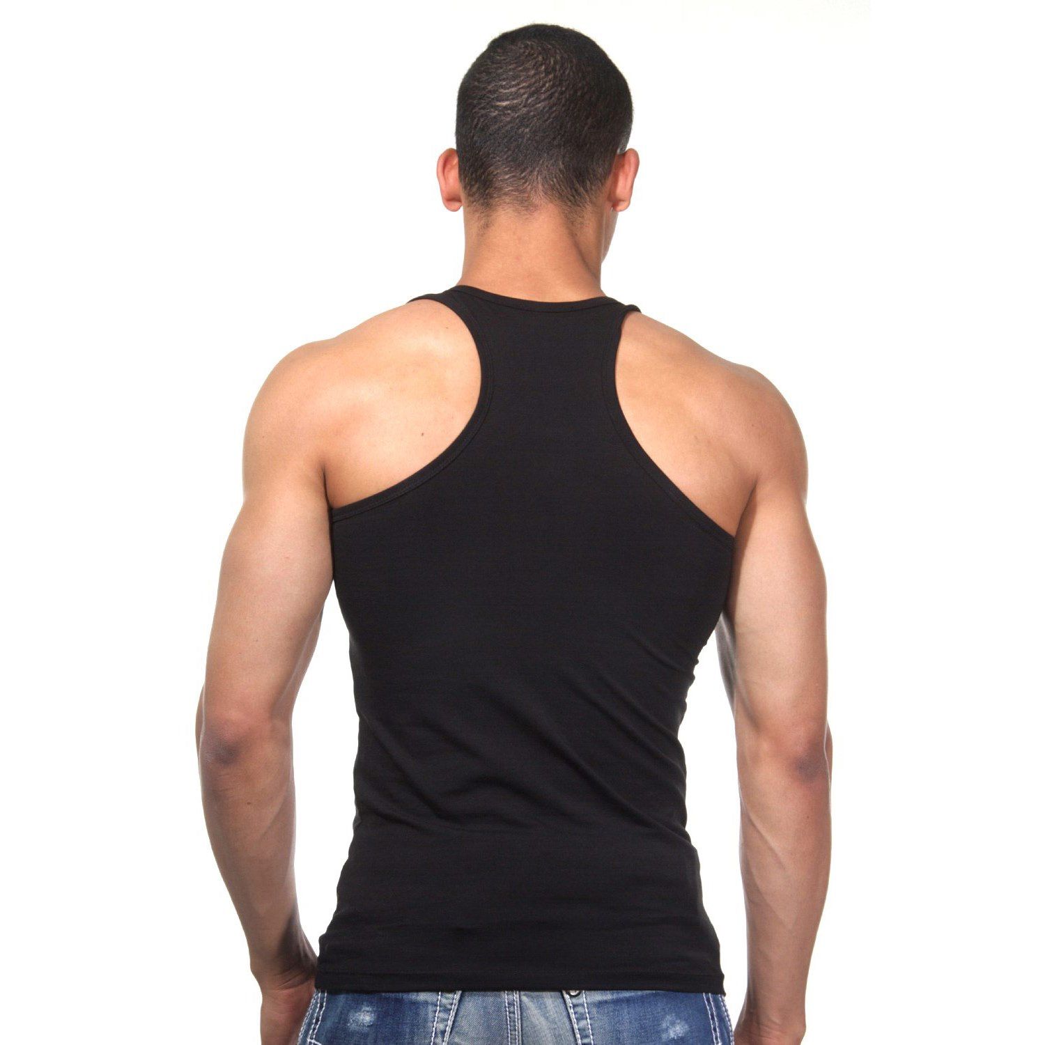 Черная хлопковая майка-борцовка 2