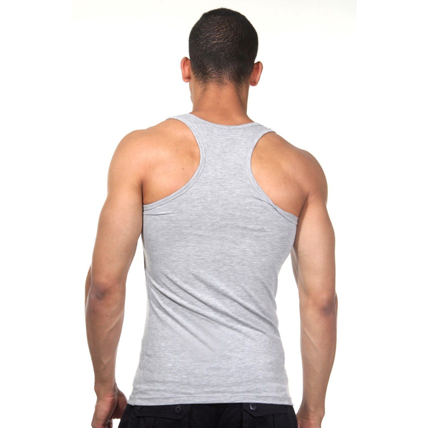 Серая меланжевая хлопковая майка-борцовка 2