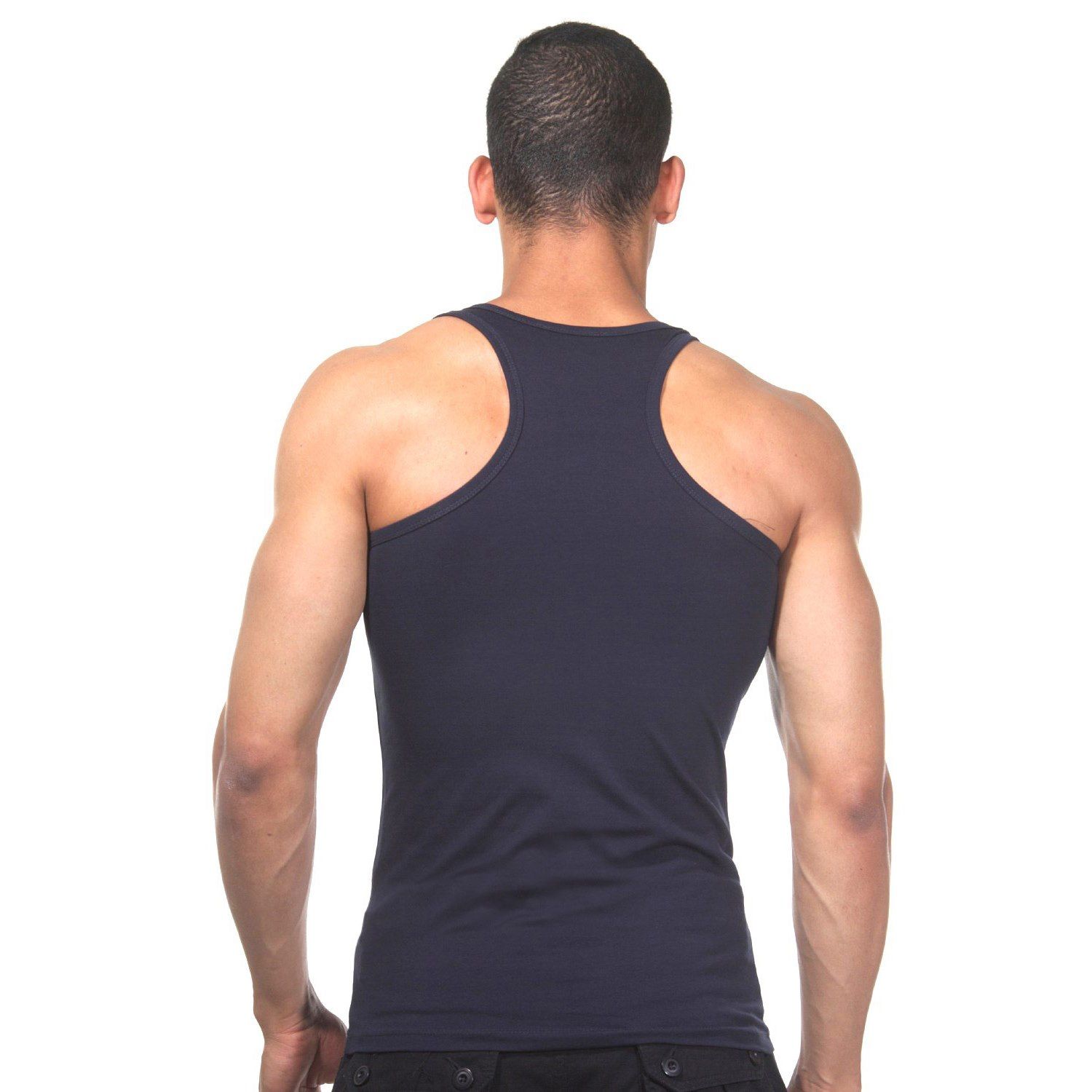 Темно-синяя хлопковая майка-борцовка 2