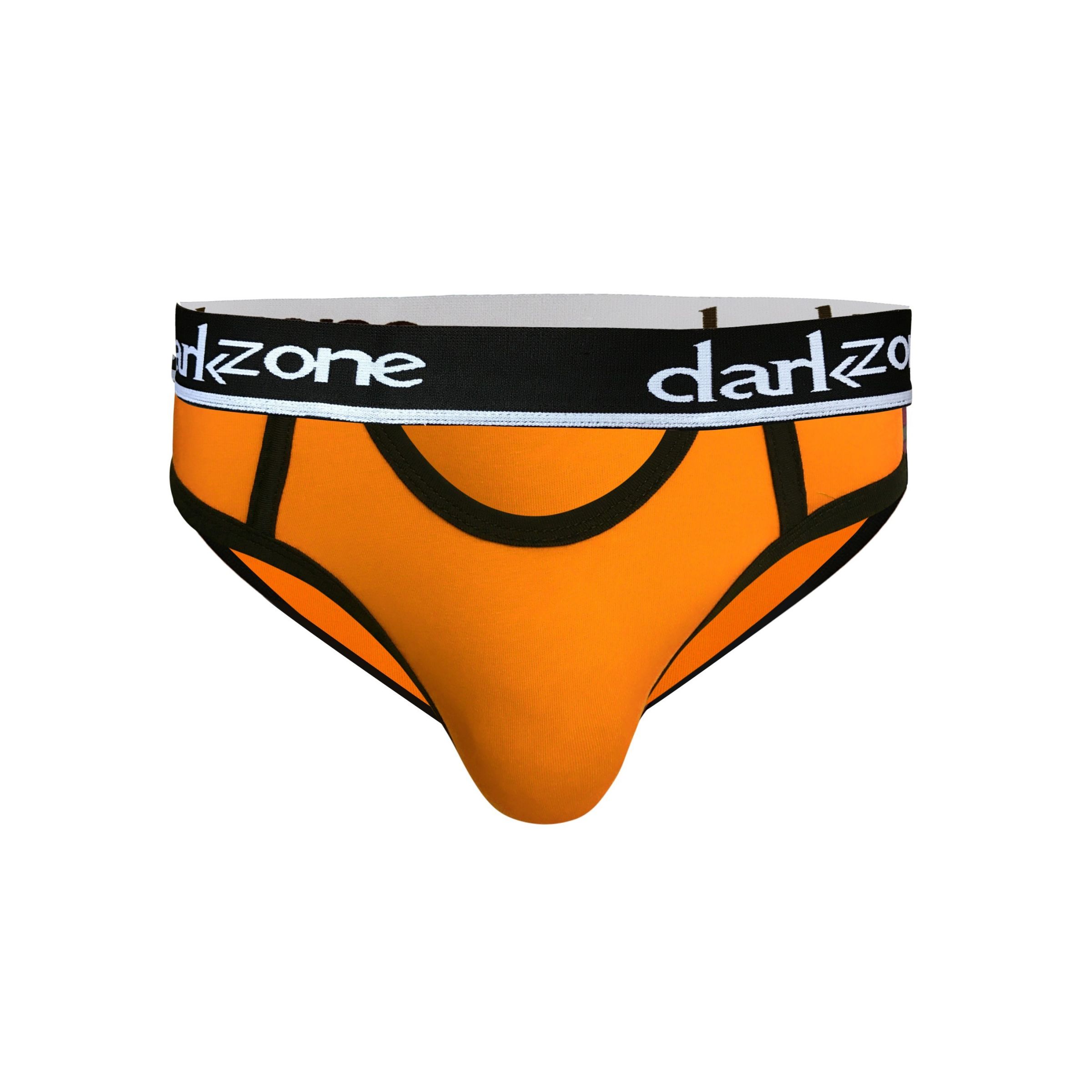 Оранжевые мужские трусы-брифы с вырезом 3