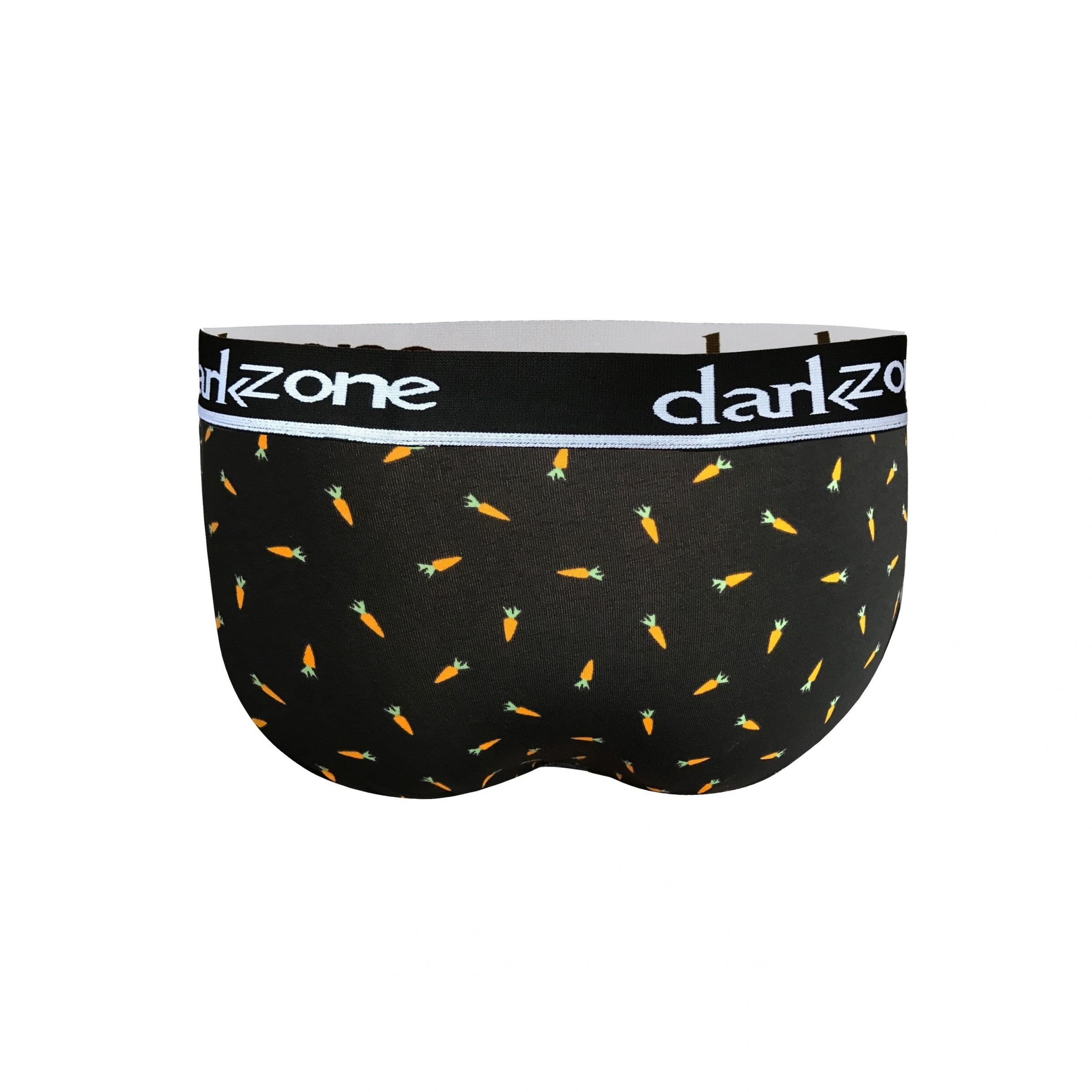 Черные мужские трусы-брифы с вырезом и принтом в виде морковок 2